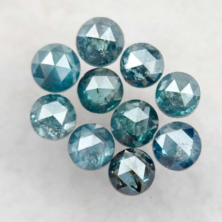 2.5 MM Round Rose Cut Blue Natural Minimal Diamond
