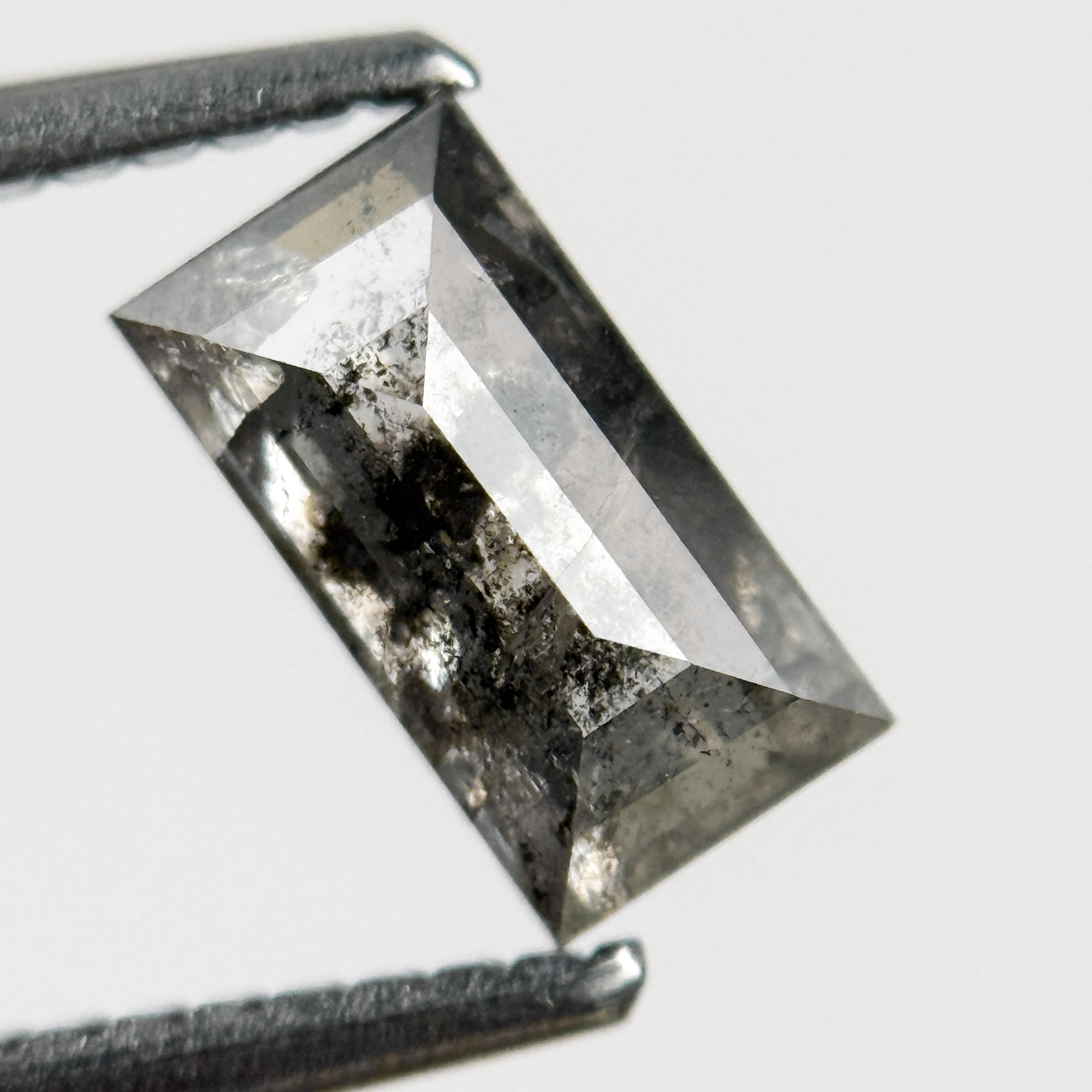 0.91 Ct Baguette Rose Cut Grey Natural Salt and Pepper Diamond