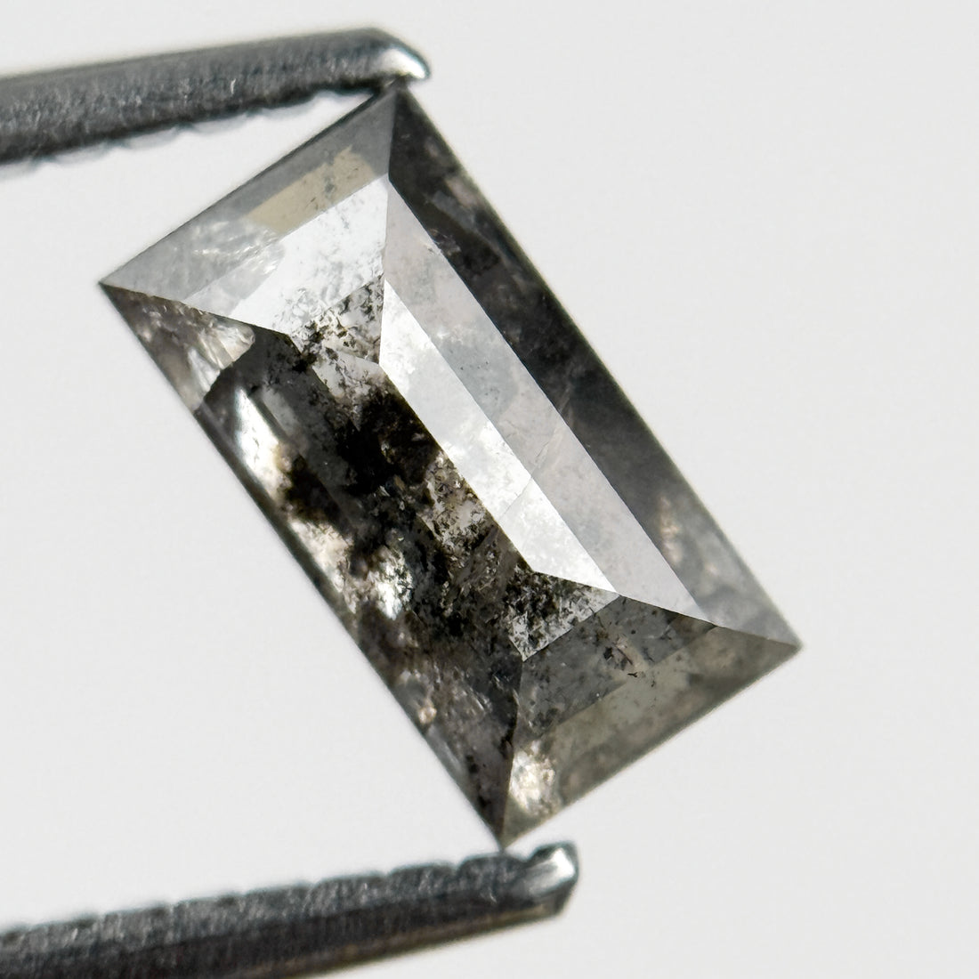 0.91 Ct Baguette Rose Cut Grey Natural Salt and Pepper Diamond