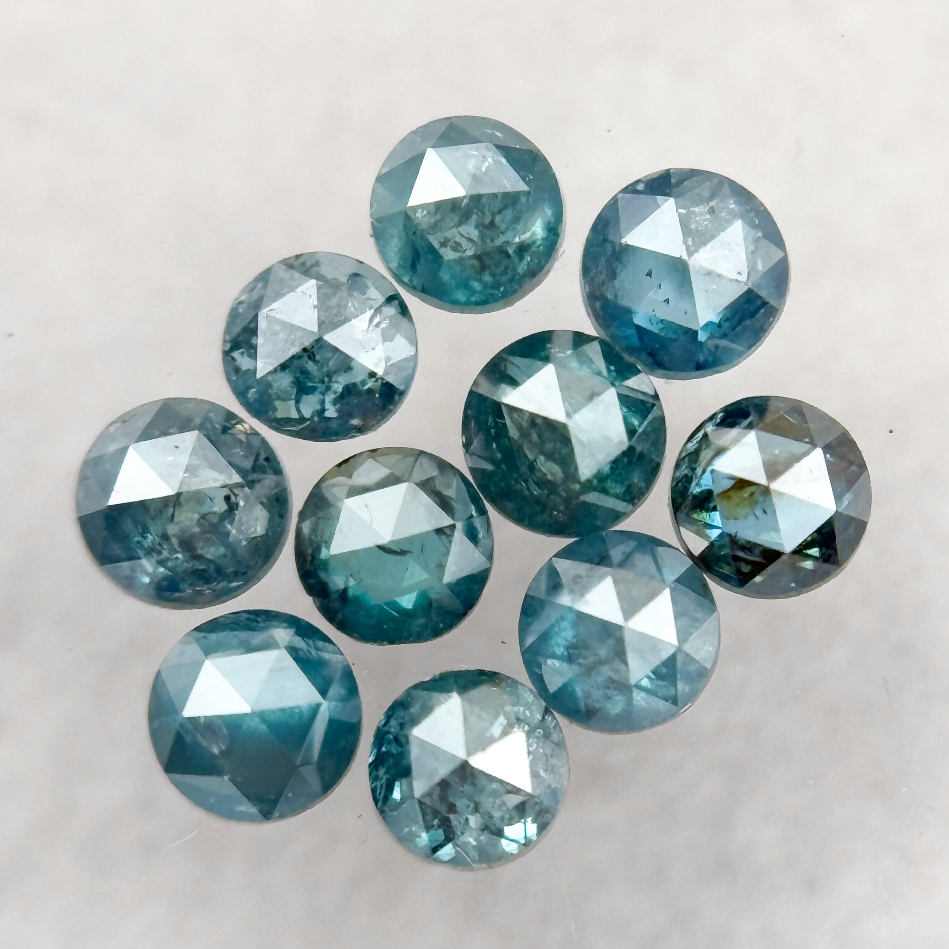 2.5 MM Round Rose Cut Blue Natural Minimal Diamond