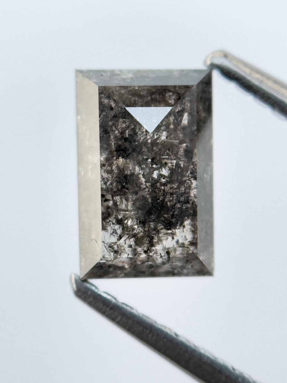 1.38 Ct Baguette Rose Cut Grey Natural Salt and Pepper Diamond