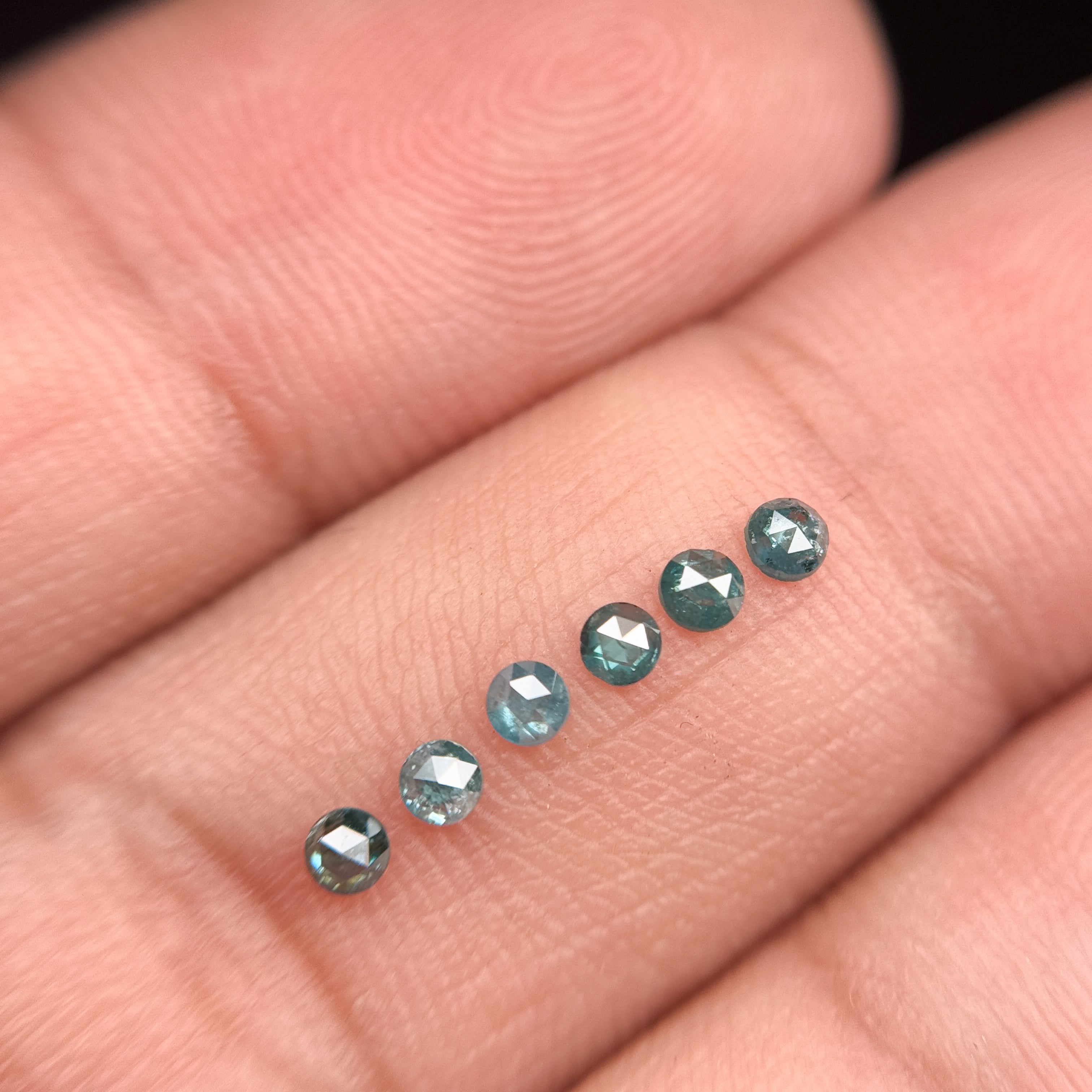 2.5 MM Round Rose Cut Blue Natural Minimal Diamond