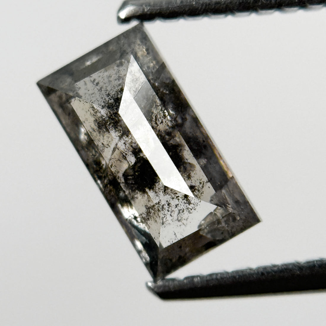 0.91 Ct Baguette Rose Cut Grey Natural Salt and Pepper Diamond