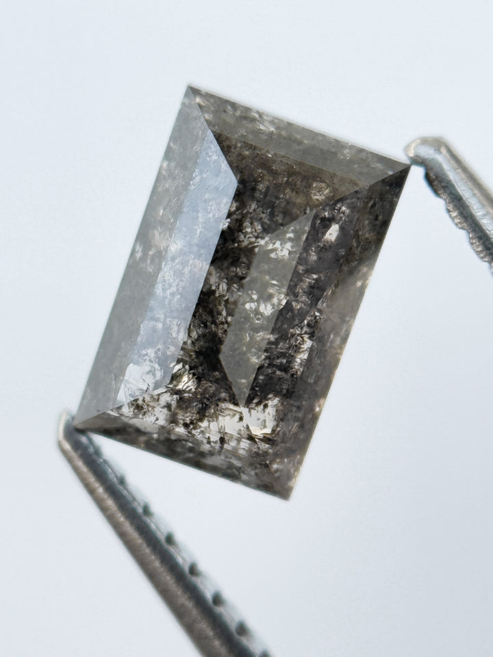 1.38 Ct Baguette Rose Cut Grey Natural Salt and Pepper Diamond