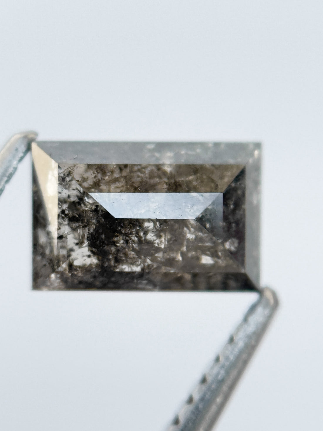 1.38 Ct Baguette Rose Cut Grey Natural Salt and Pepper Diamond