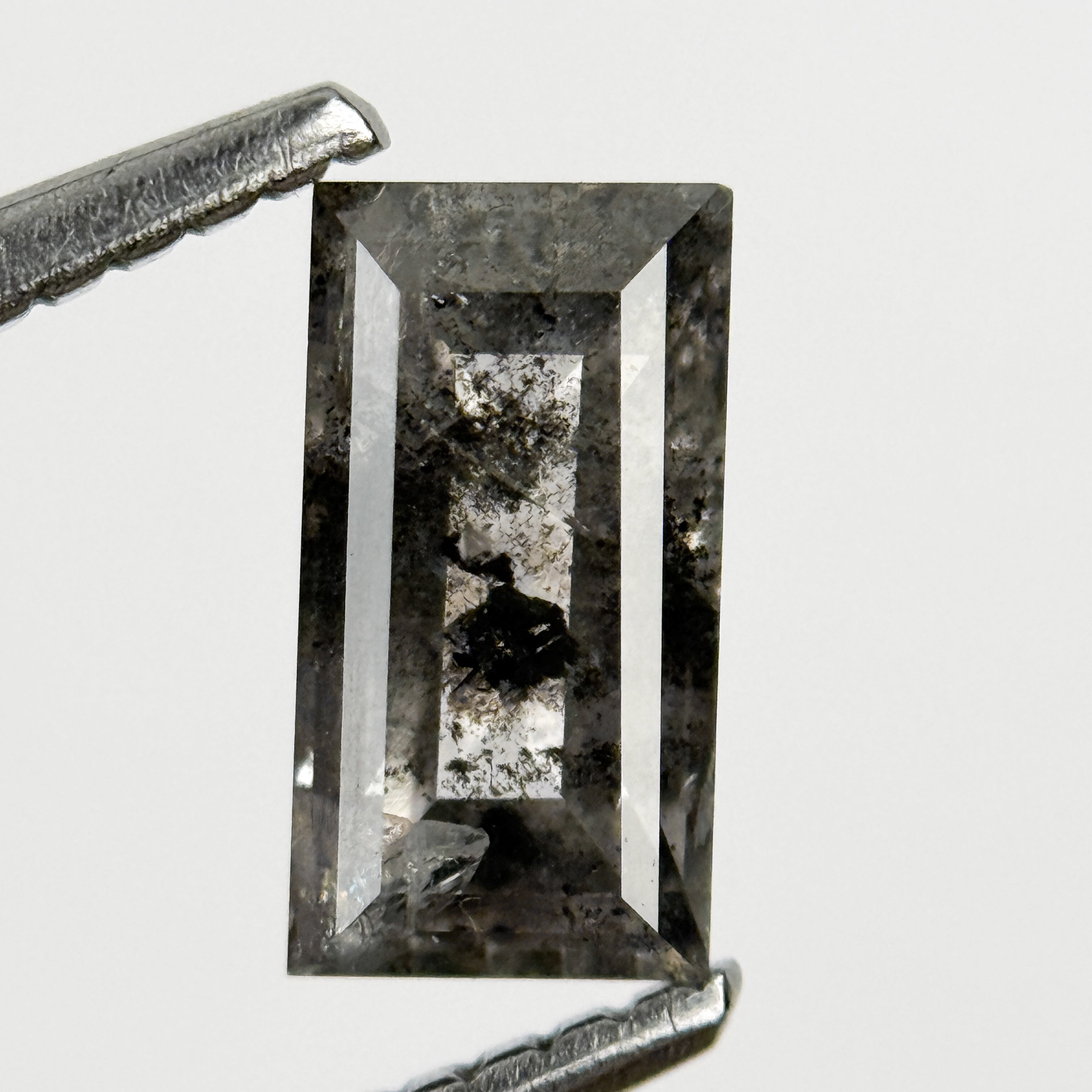 0.91 Ct Baguette Rose Cut Grey Natural Salt and Pepper Diamond