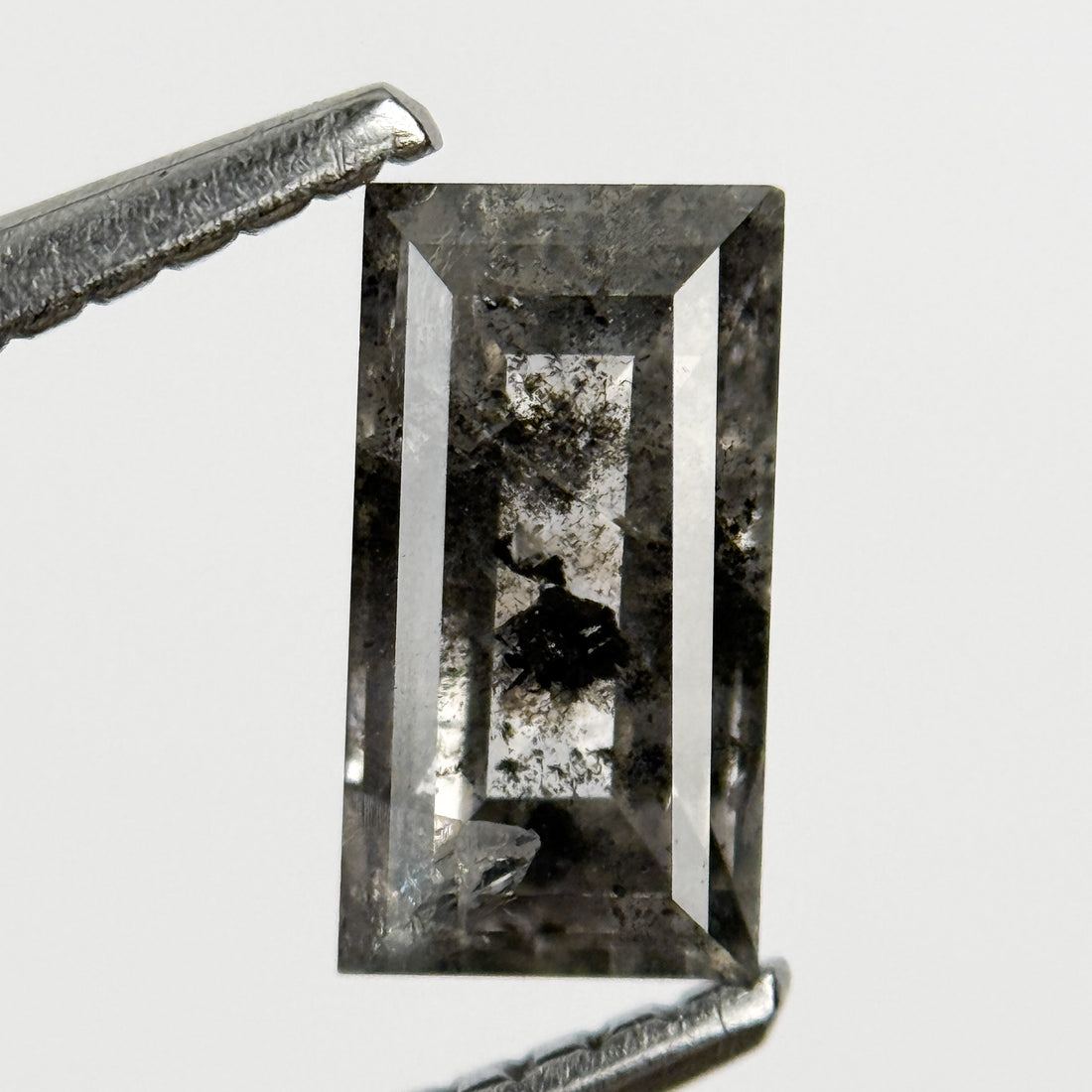 0.91 Ct Baguette Rose Cut Grey Natural Salt and Pepper Diamond