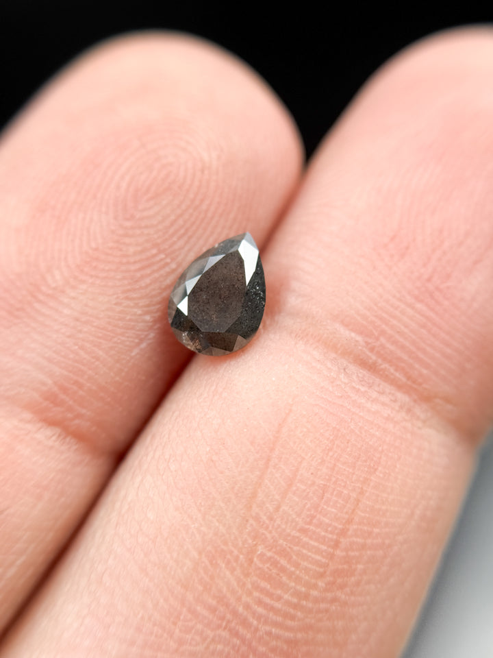 0.89 Ct Pear Rose Cut Grey Natural Minimalist Diamond