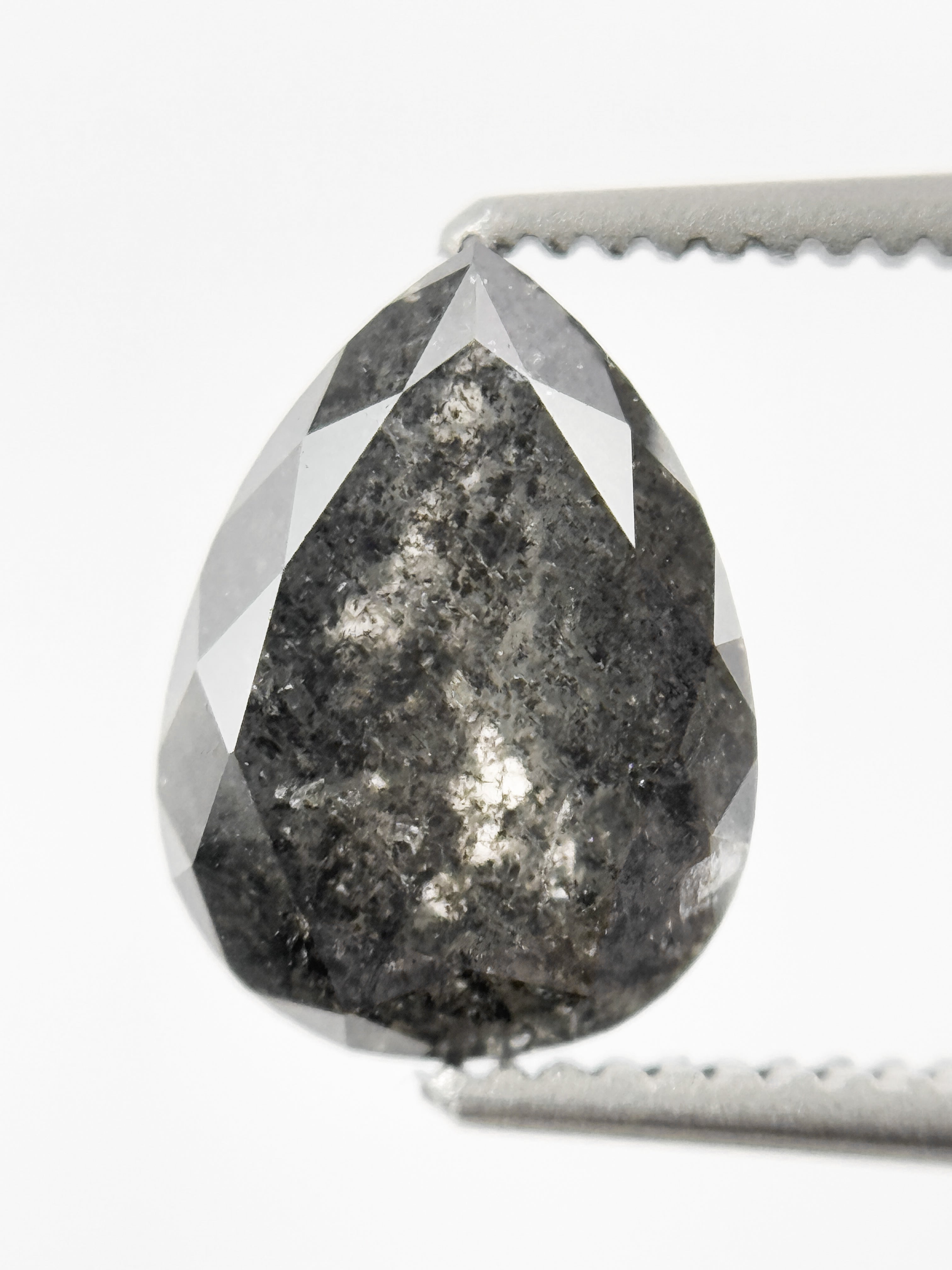 2.29 Ct Pear Rose Cut Grey Natural Galaxy Diamond