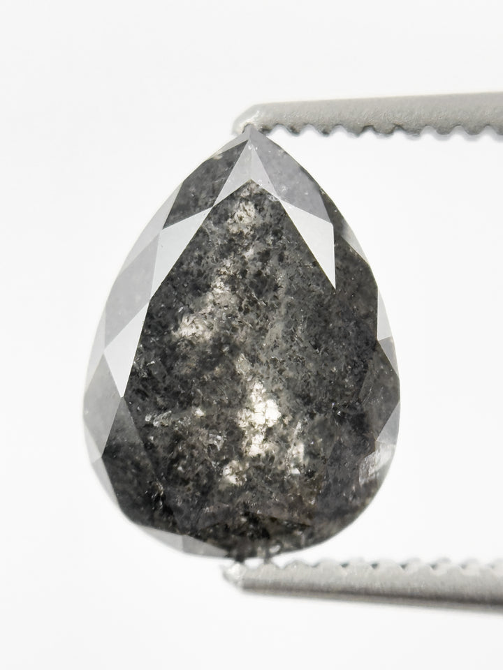 2.29 Ct Pear Rose Cut Grey Natural Galaxy Diamond