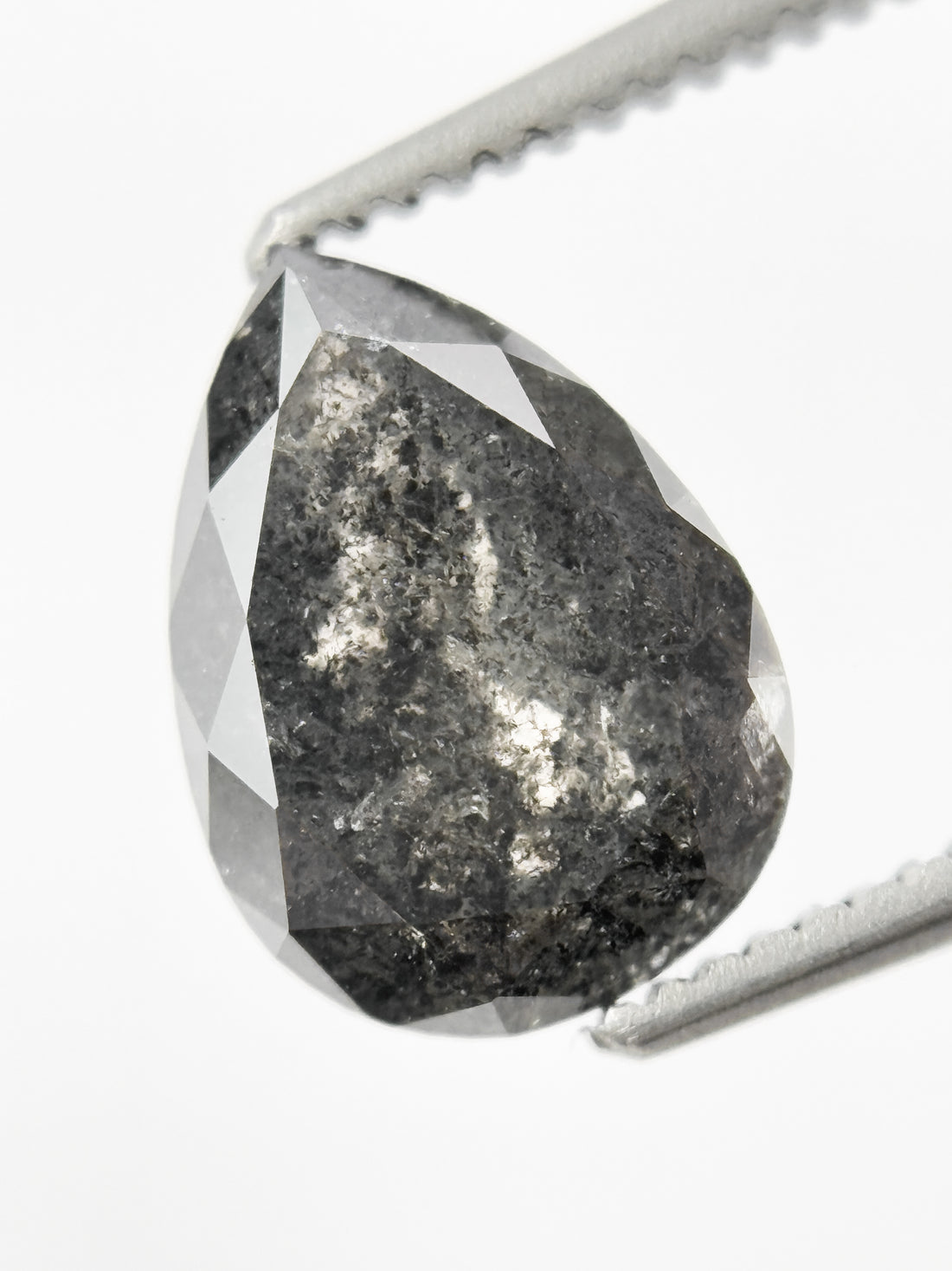 2.29 Ct Pear Rose Cut Grey Natural Galaxy Diamond
