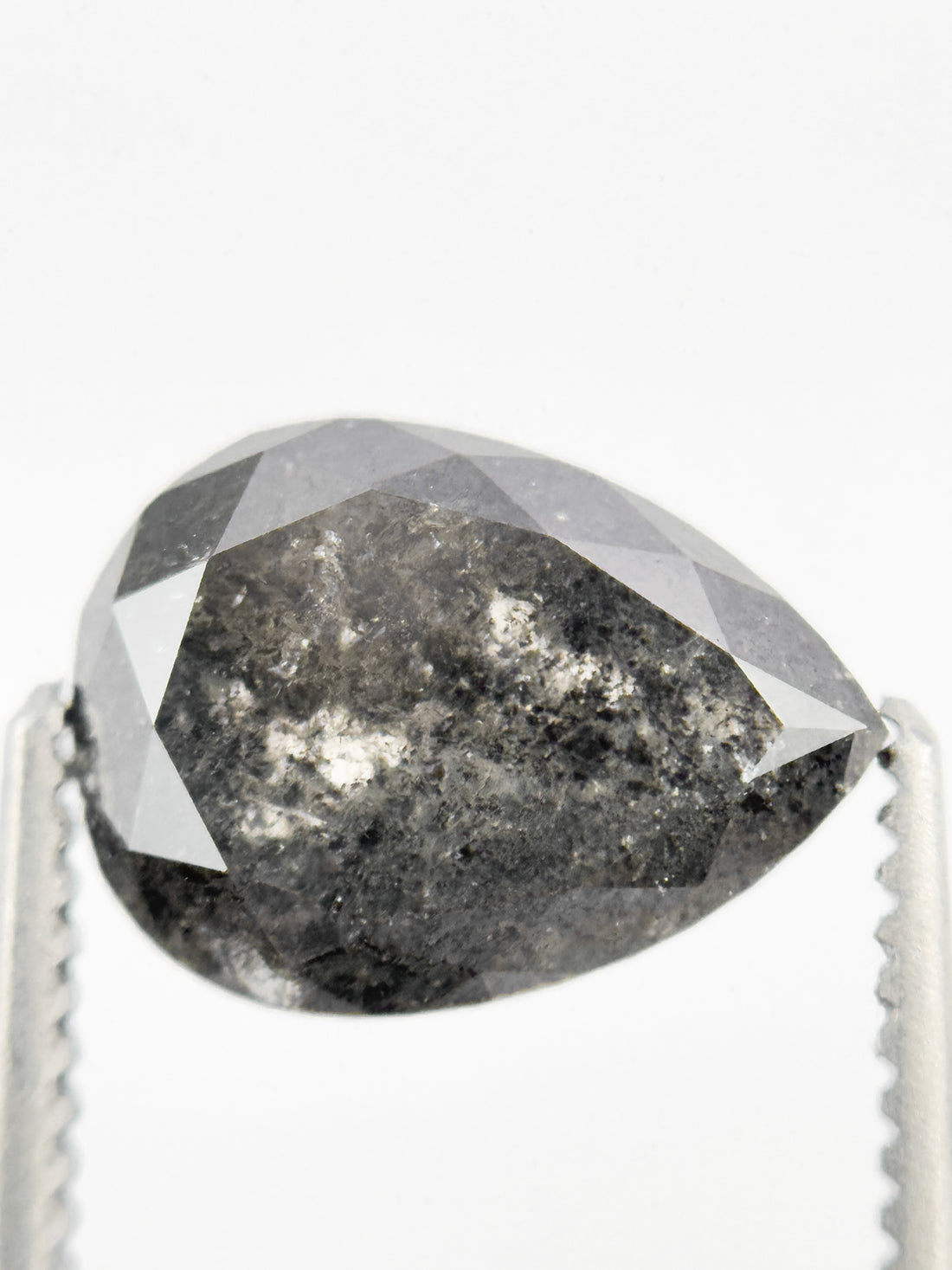 2.29 Ct Pear Rose Cut Grey Natural Galaxy Diamond
