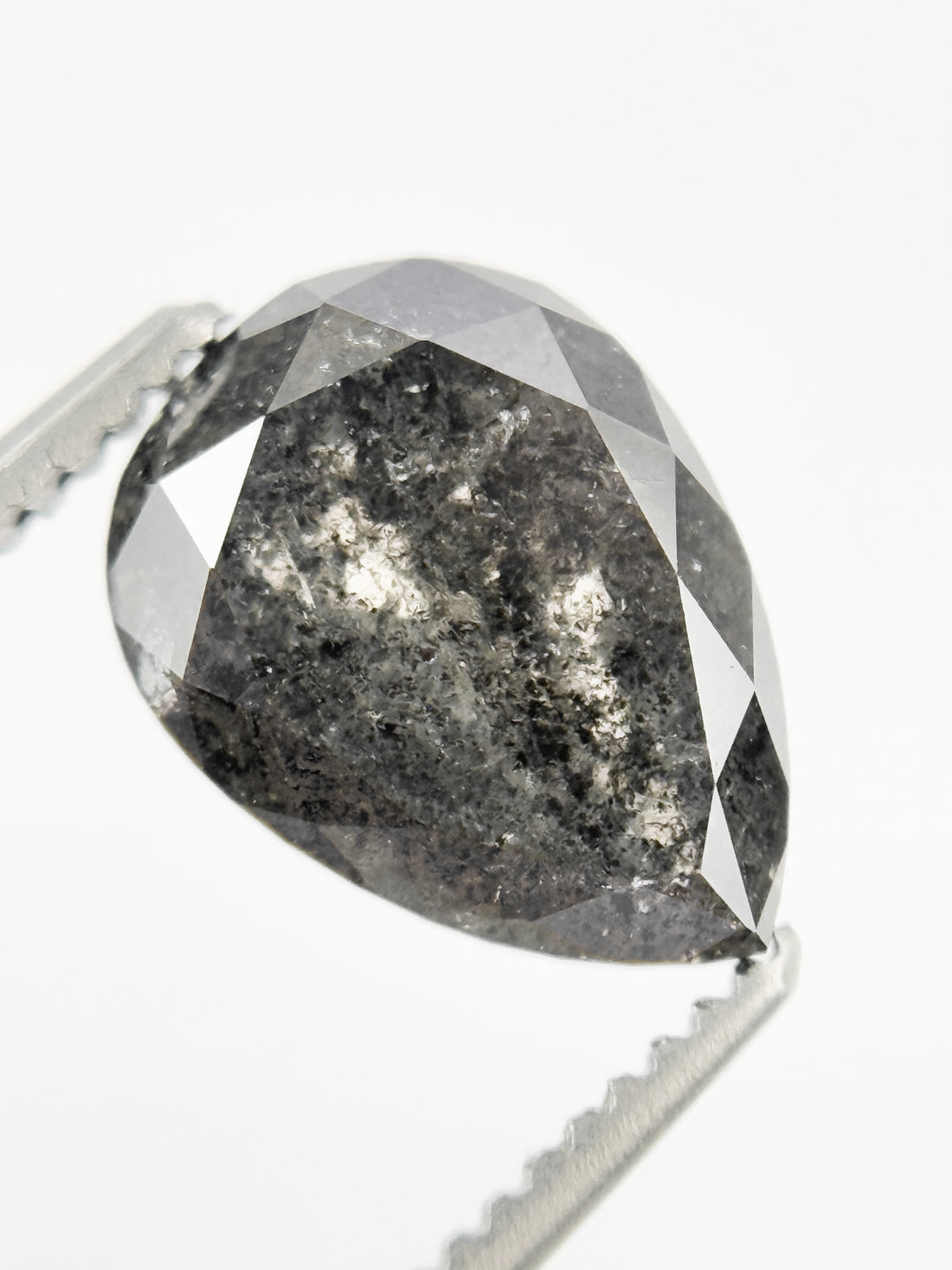 2.29 Ct Pear Rose Cut Grey Natural Galaxy Diamond