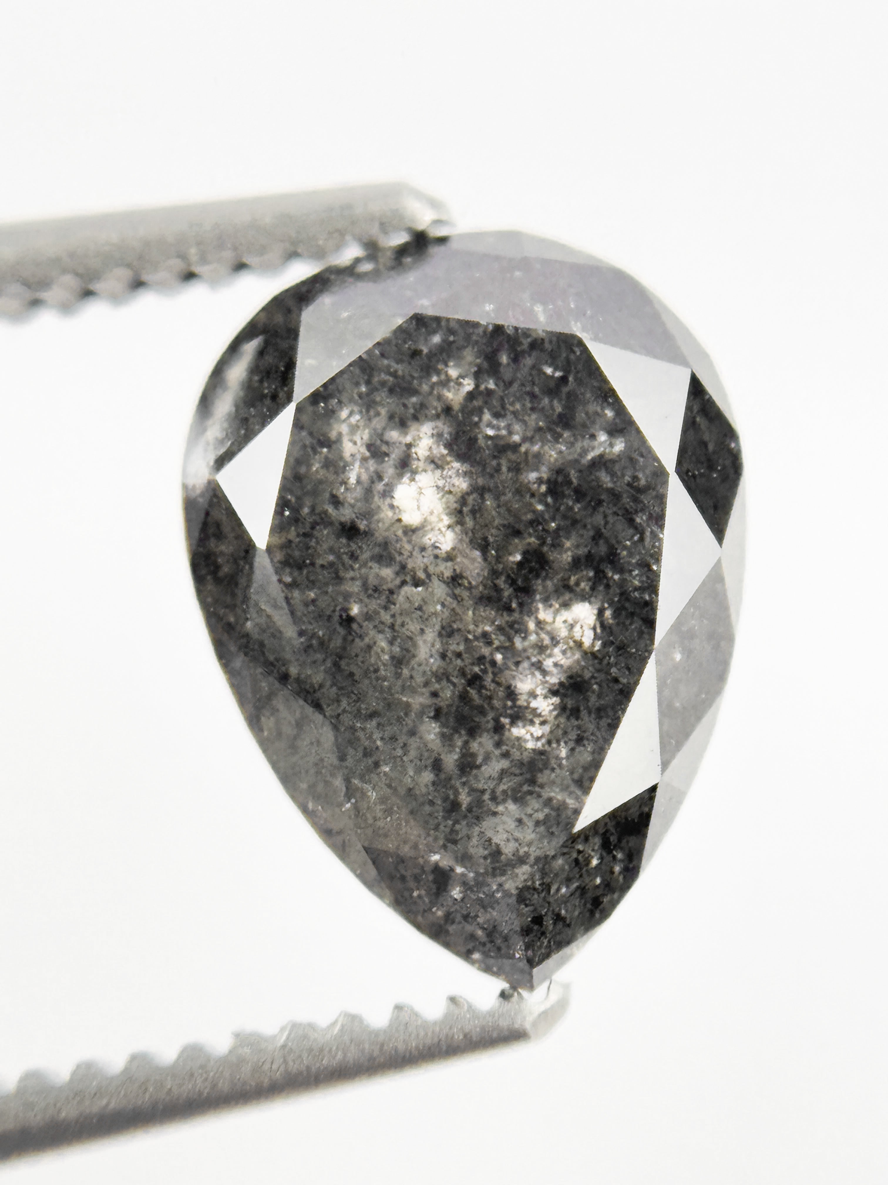 2.29 Ct Pear Rose Cut Grey Natural Galaxy Diamond