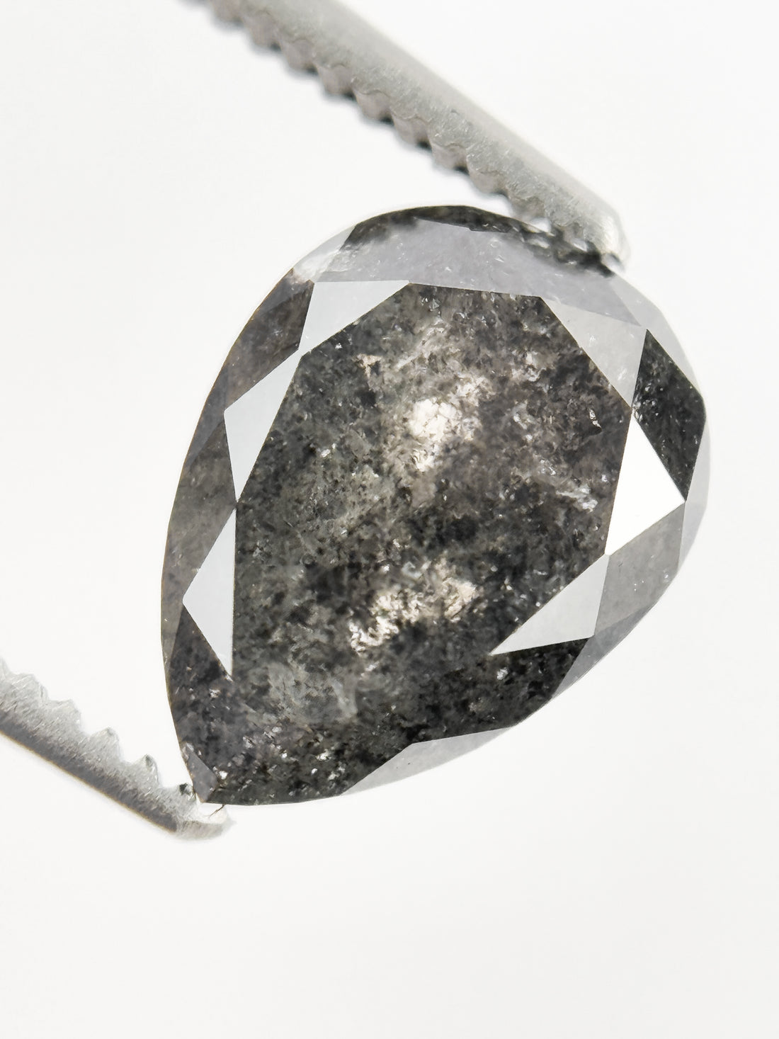 2.29 Ct Pear Rose Cut Grey Natural Galaxy Diamond