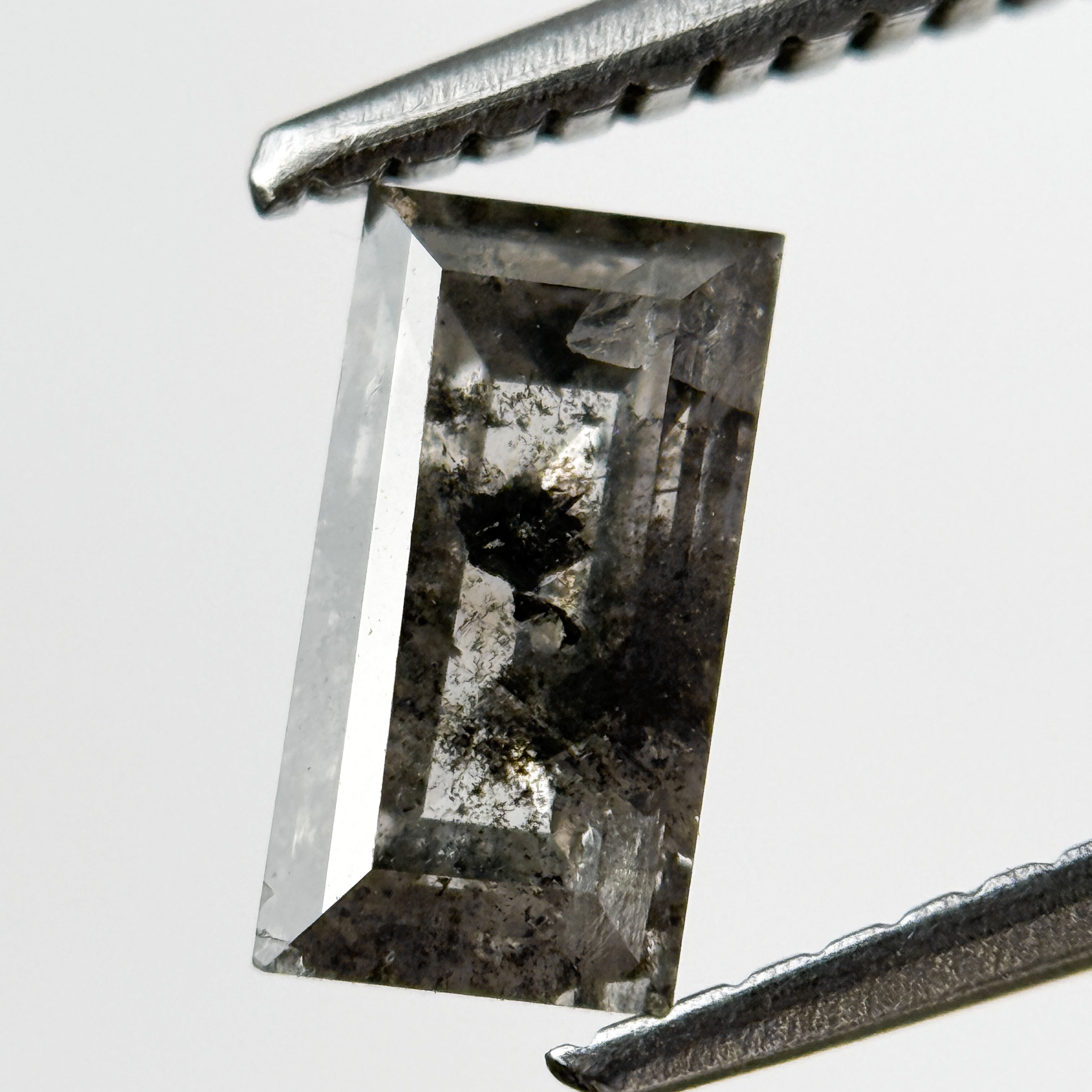 0.91 Ct Baguette Rose Cut Grey Natural Salt and Pepper Diamond