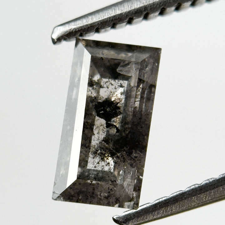0.91 Ct Baguette Rose Cut Grey Natural Salt and Pepper Diamond