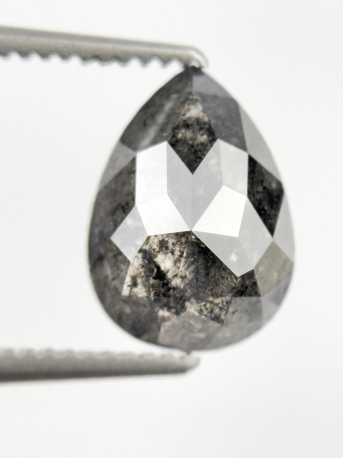 2.29 Ct Pear Rose Cut Grey Natural Galaxy Diamond