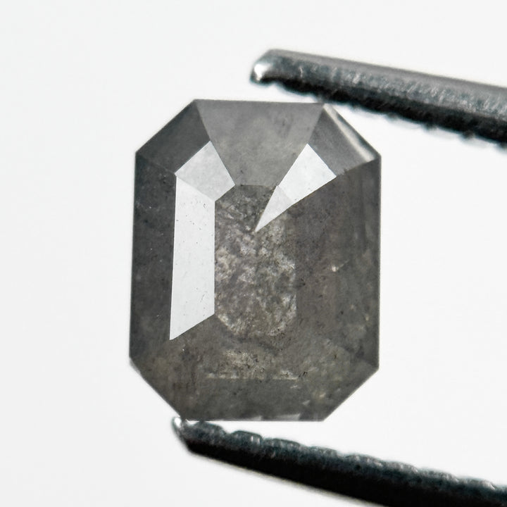 1.29 Ct Emerald Rose Cut Grey Natural Salt and Pepper Diamond