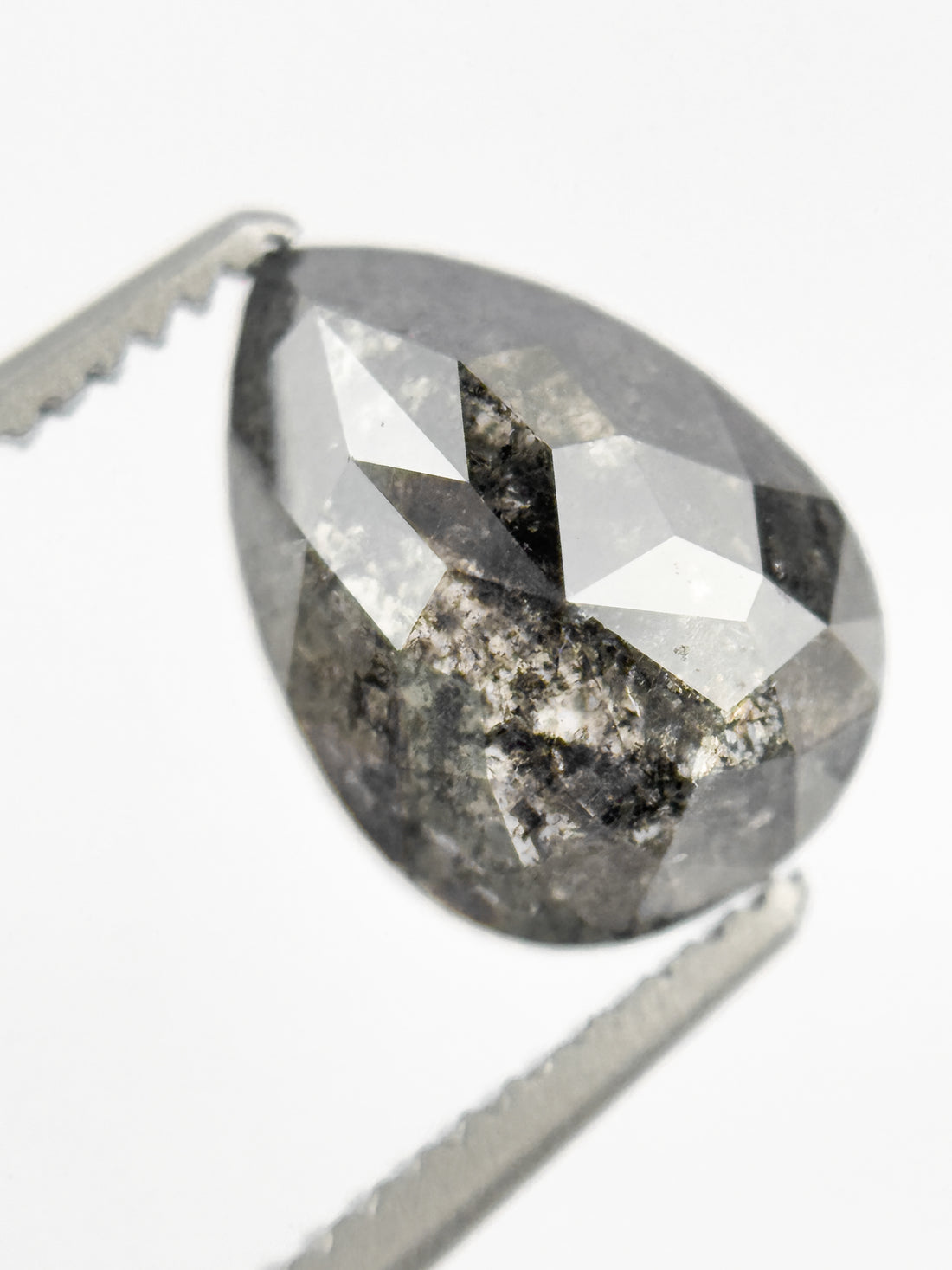 2.29 Ct Pear Rose Cut Grey Natural Galaxy Diamond