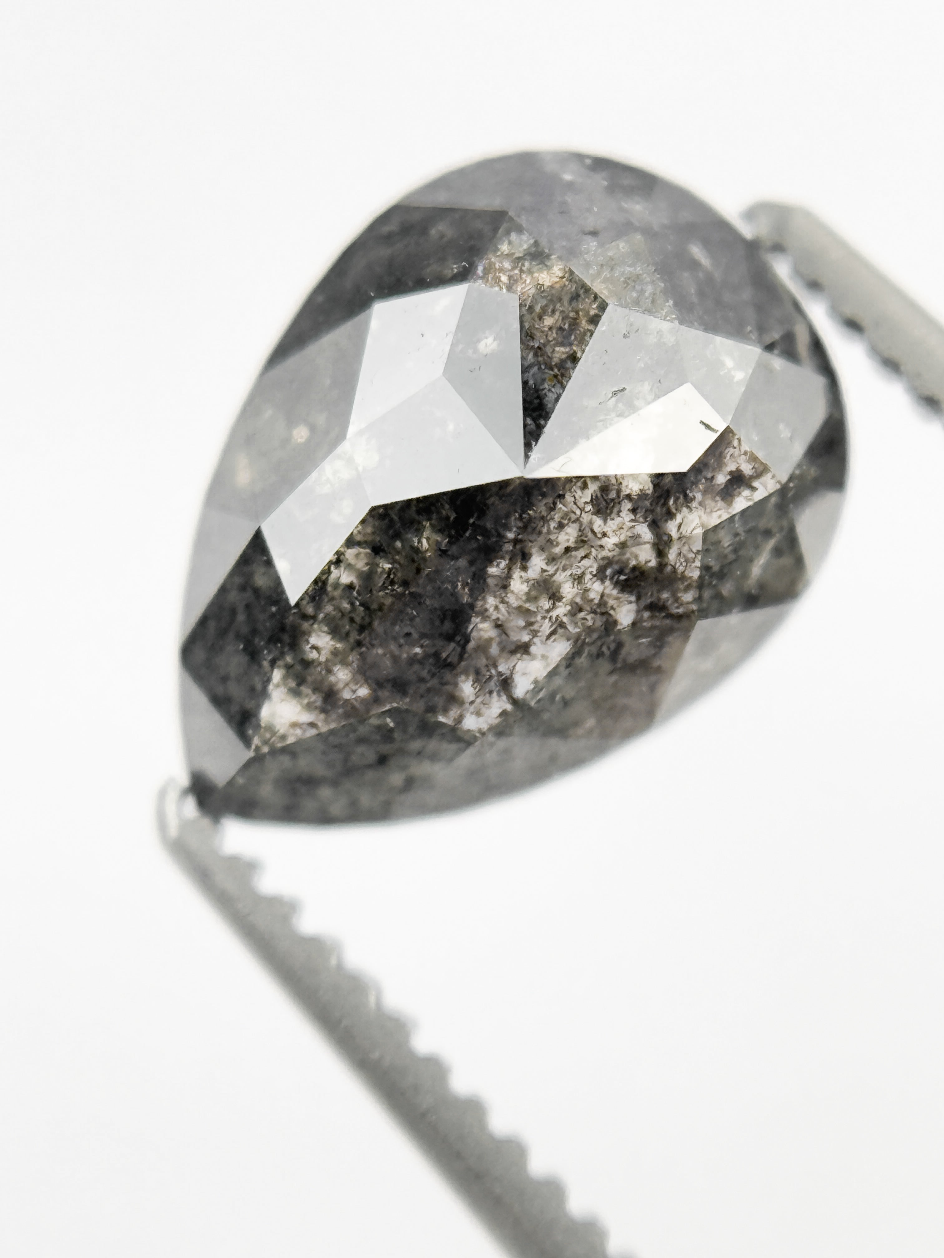 2.29 Ct Pear Rose Cut Grey Natural Galaxy Diamond
