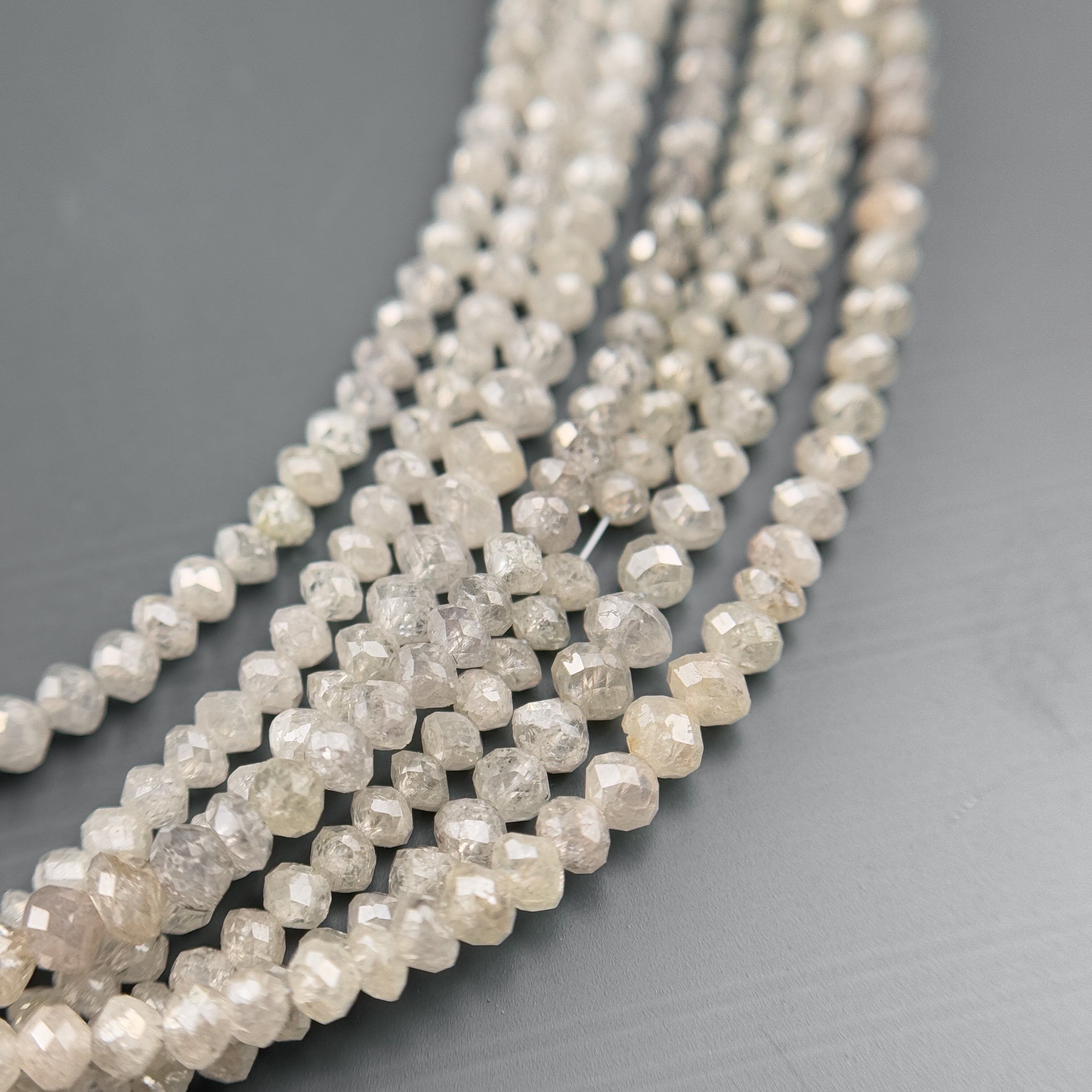 2 MM Round Beads Rose Cut White Natural Unique Diamond