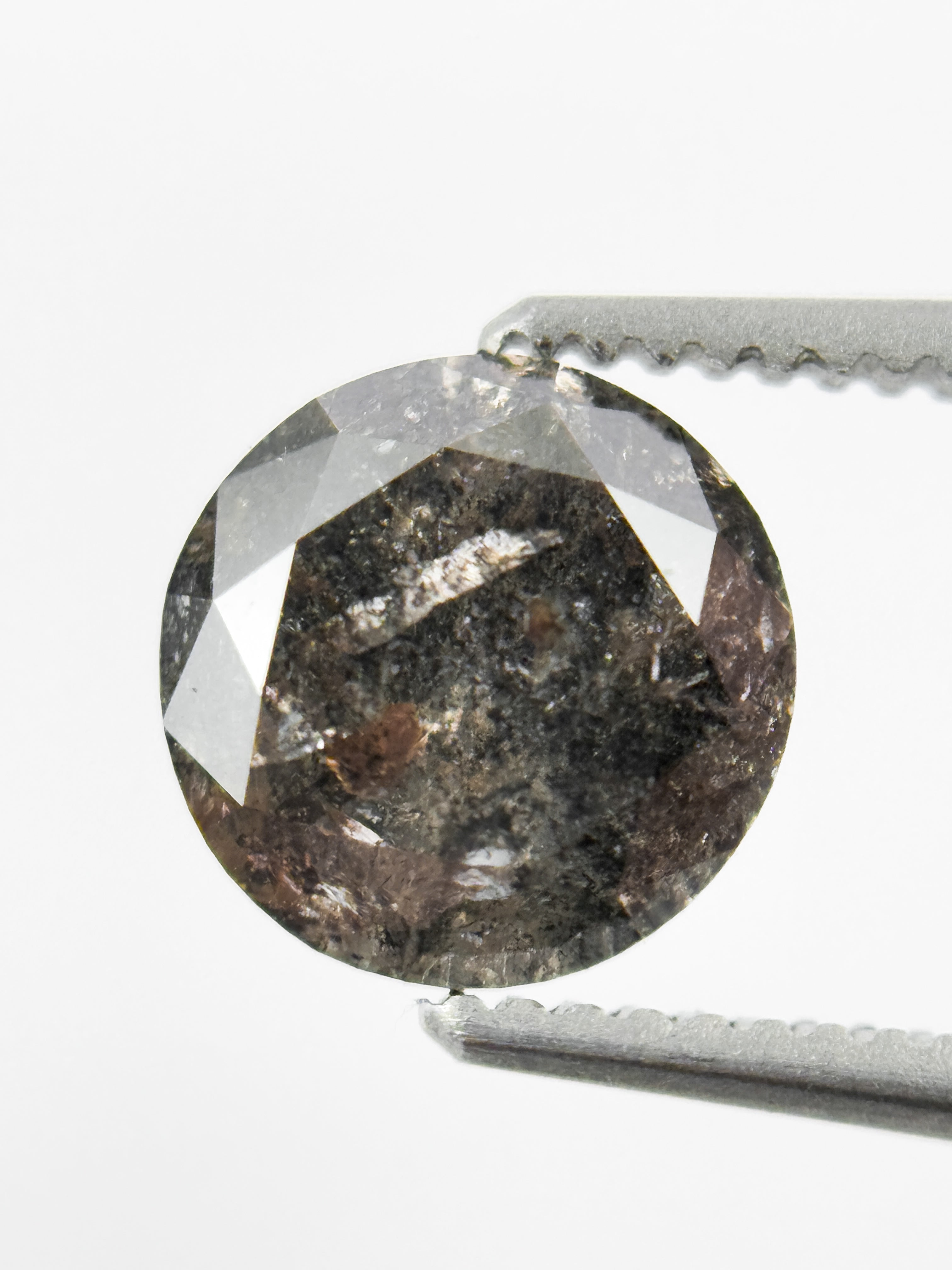 1.36 Ct Round Brilliant Cut Black Natural Salt and Pepper Diamond
