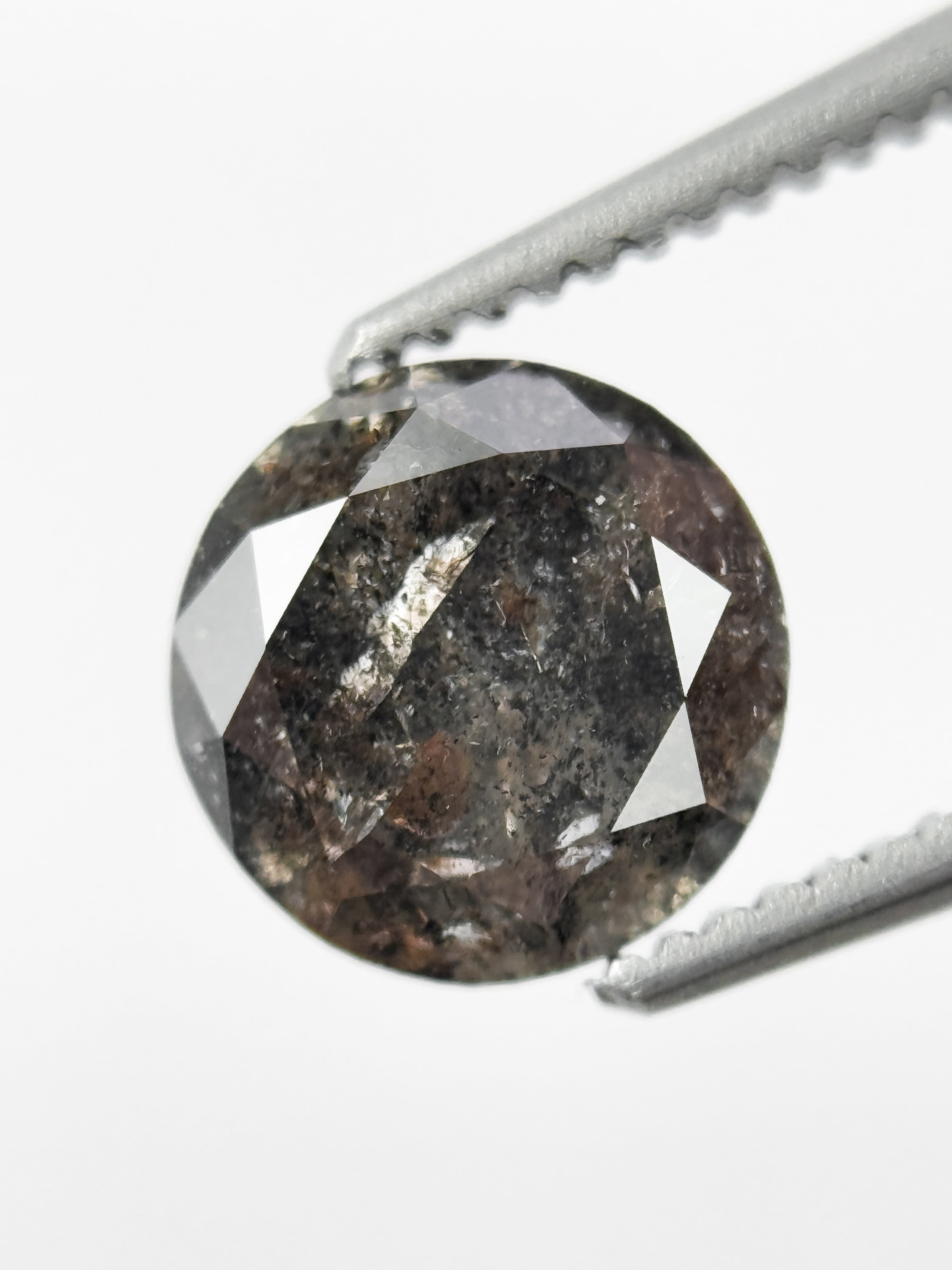 1.36 Ct Round Brilliant Cut Black Natural Salt and Pepper Diamond