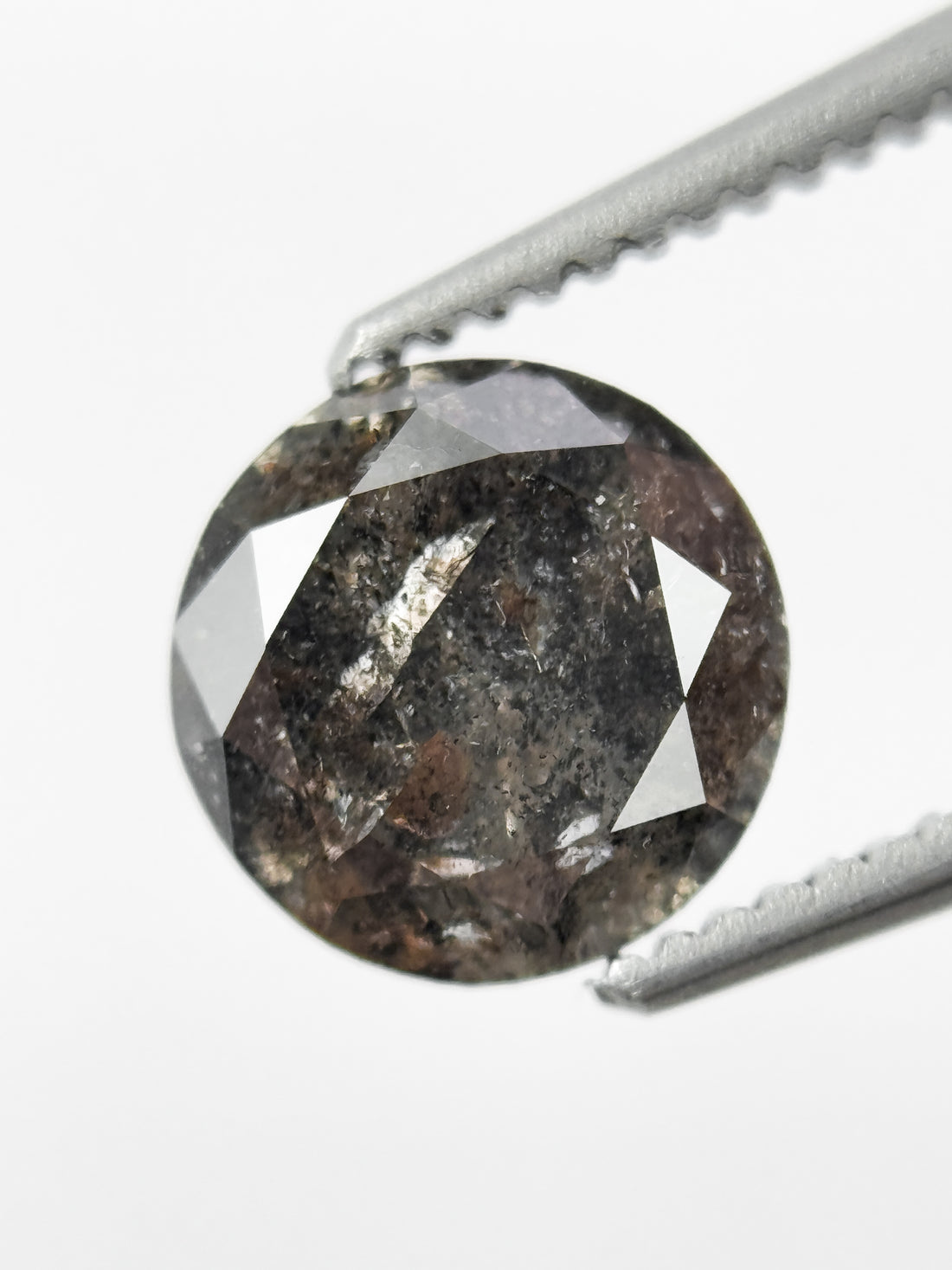 1.36 Ct Round Brilliant Cut Black Natural Salt and Pepper Diamond