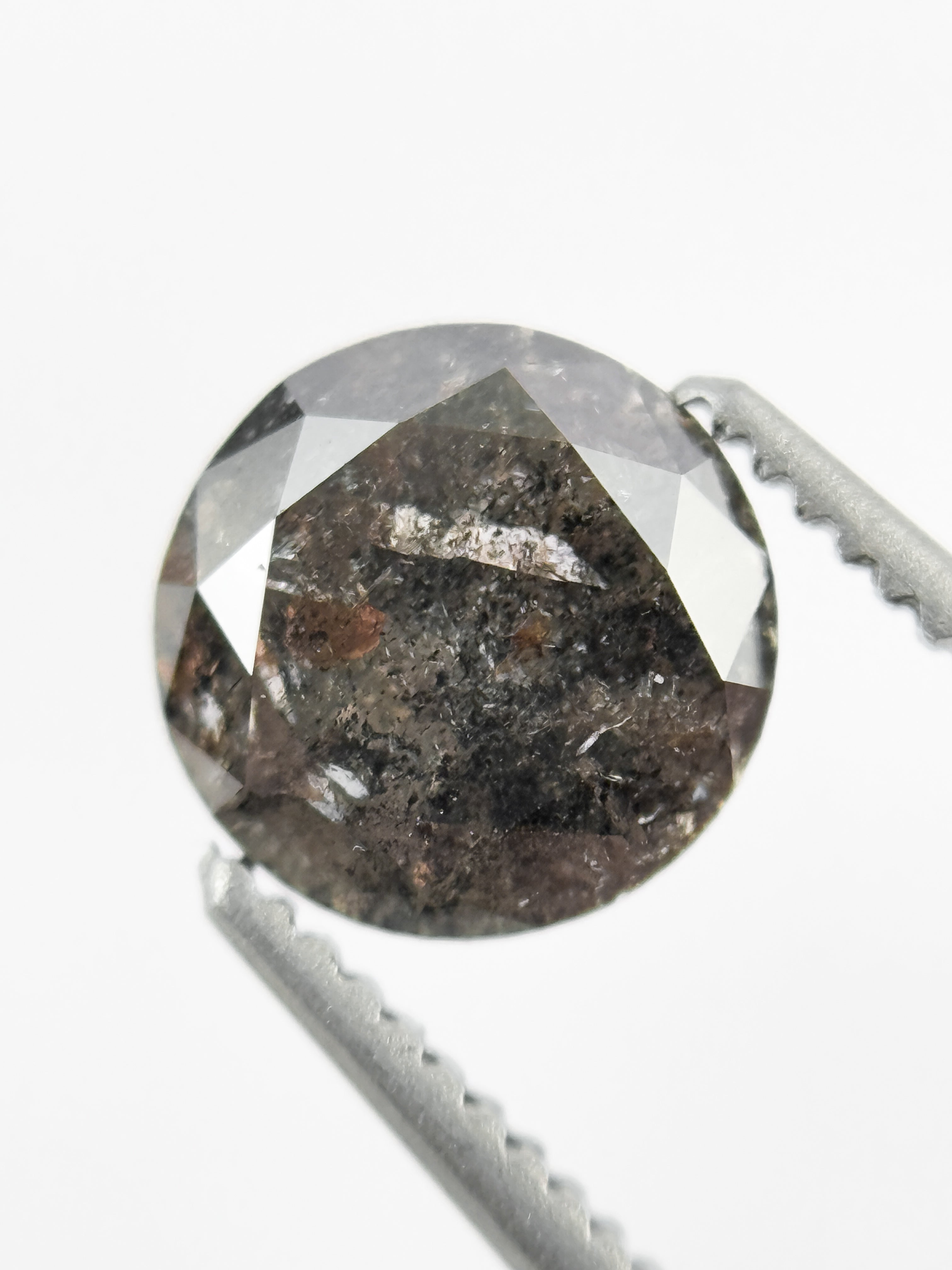 1.36 Ct Round Brilliant Cut Black Natural Salt and Pepper Diamond