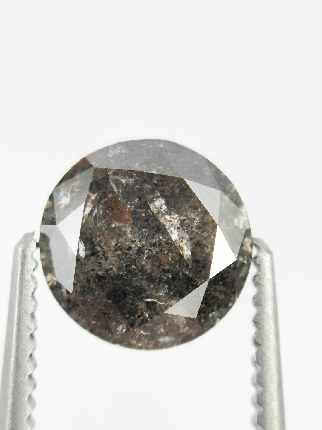 1.36 Ct Round Brilliant Cut Black Natural Salt and Pepper Diamond