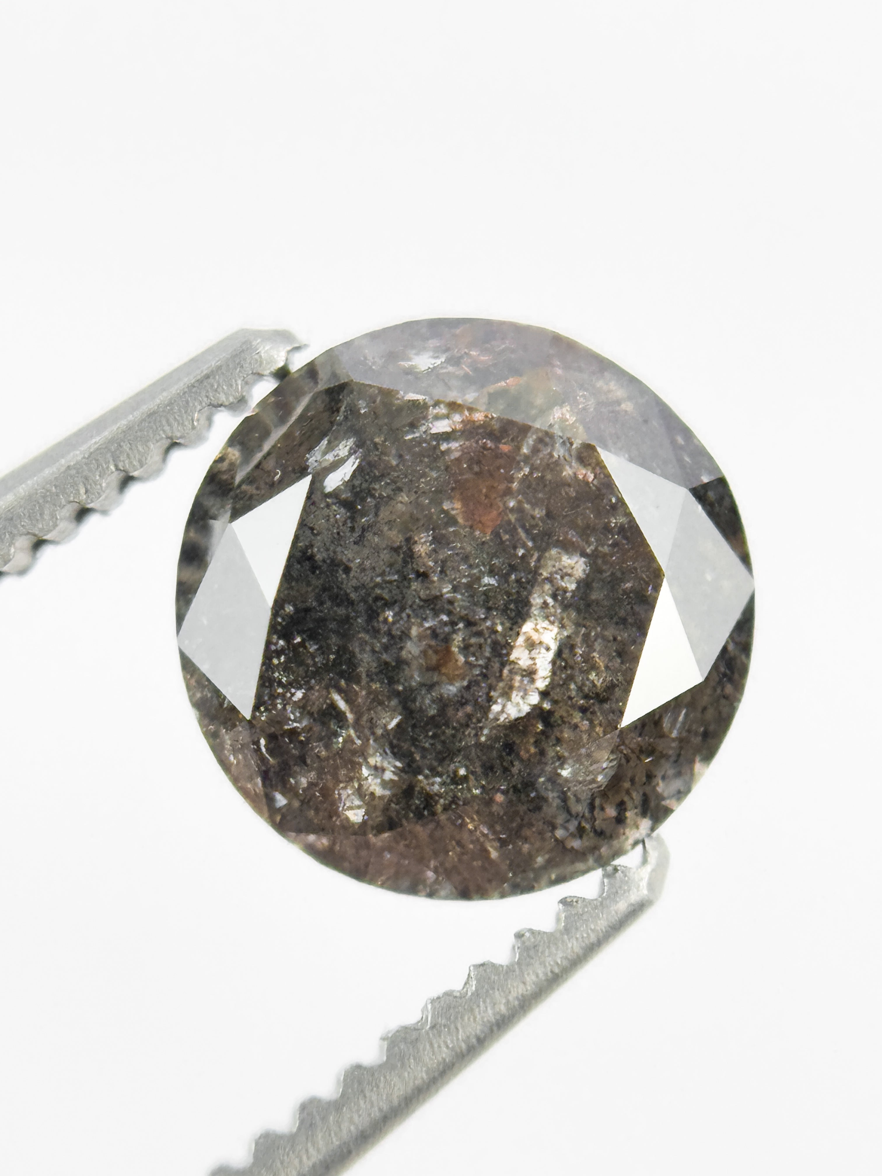 1.36 Ct Round Brilliant Cut Black Natural Salt and Pepper Diamond