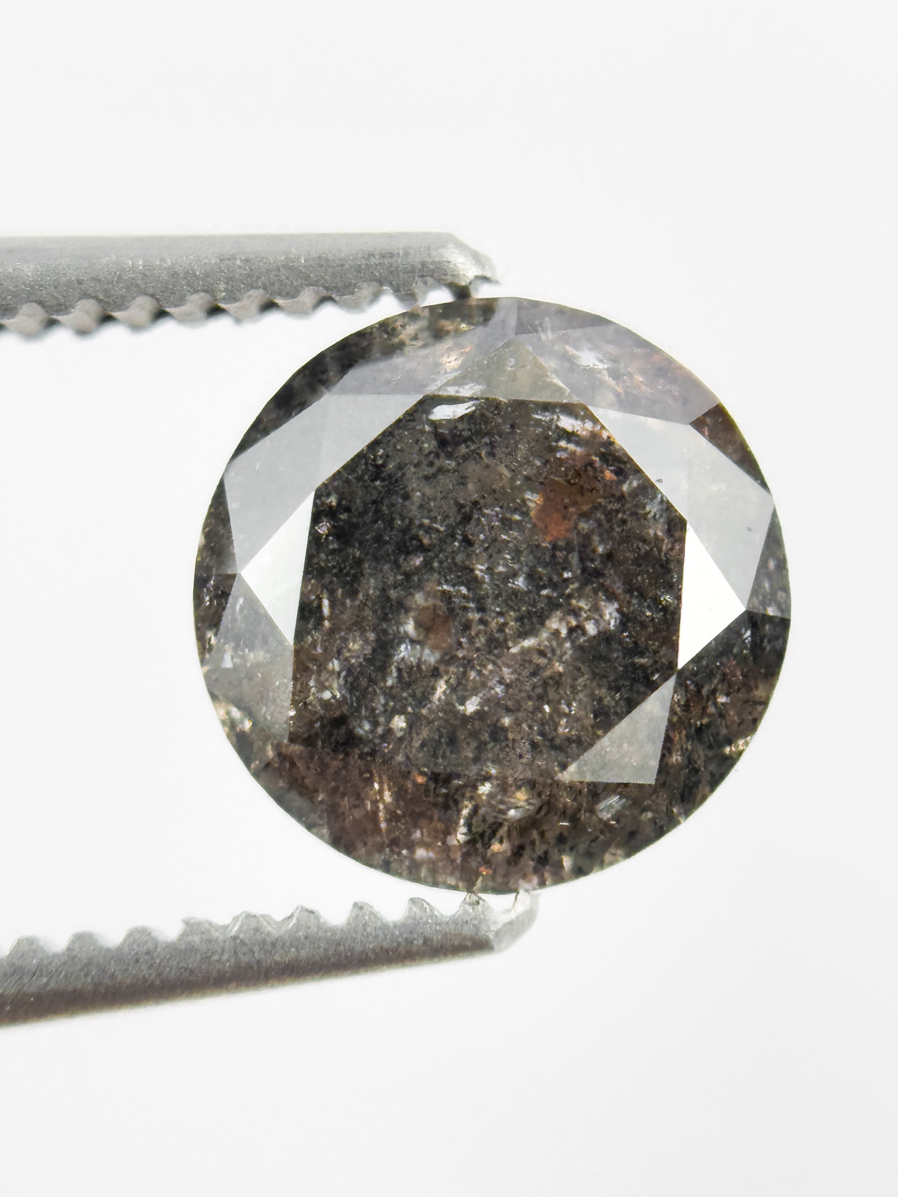 1.36 Ct Round Brilliant Cut Black Natural Salt and Pepper Diamond