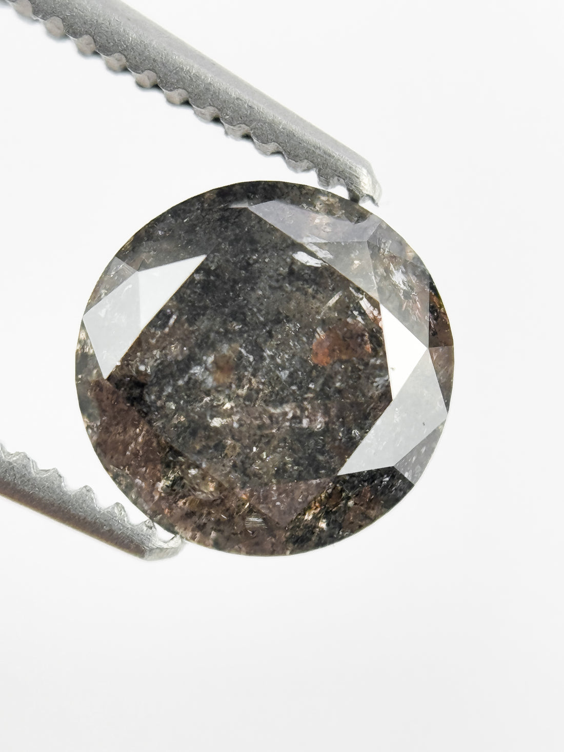 1.36 Ct Round Brilliant Cut Black Natural Salt and Pepper Diamond
