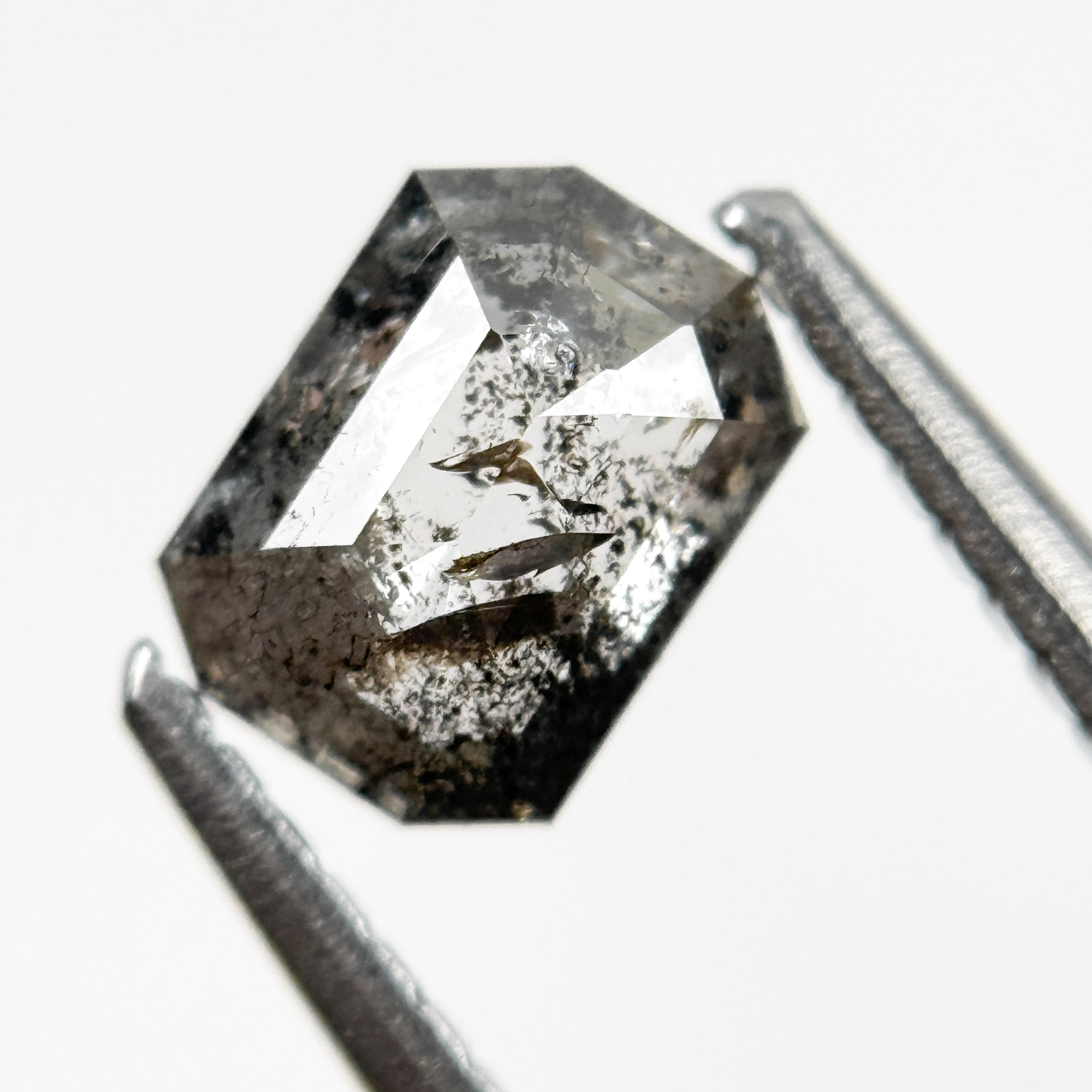0.82 Ct Emerald Rose Cut Grey Natural Salt and Pepper Diamond