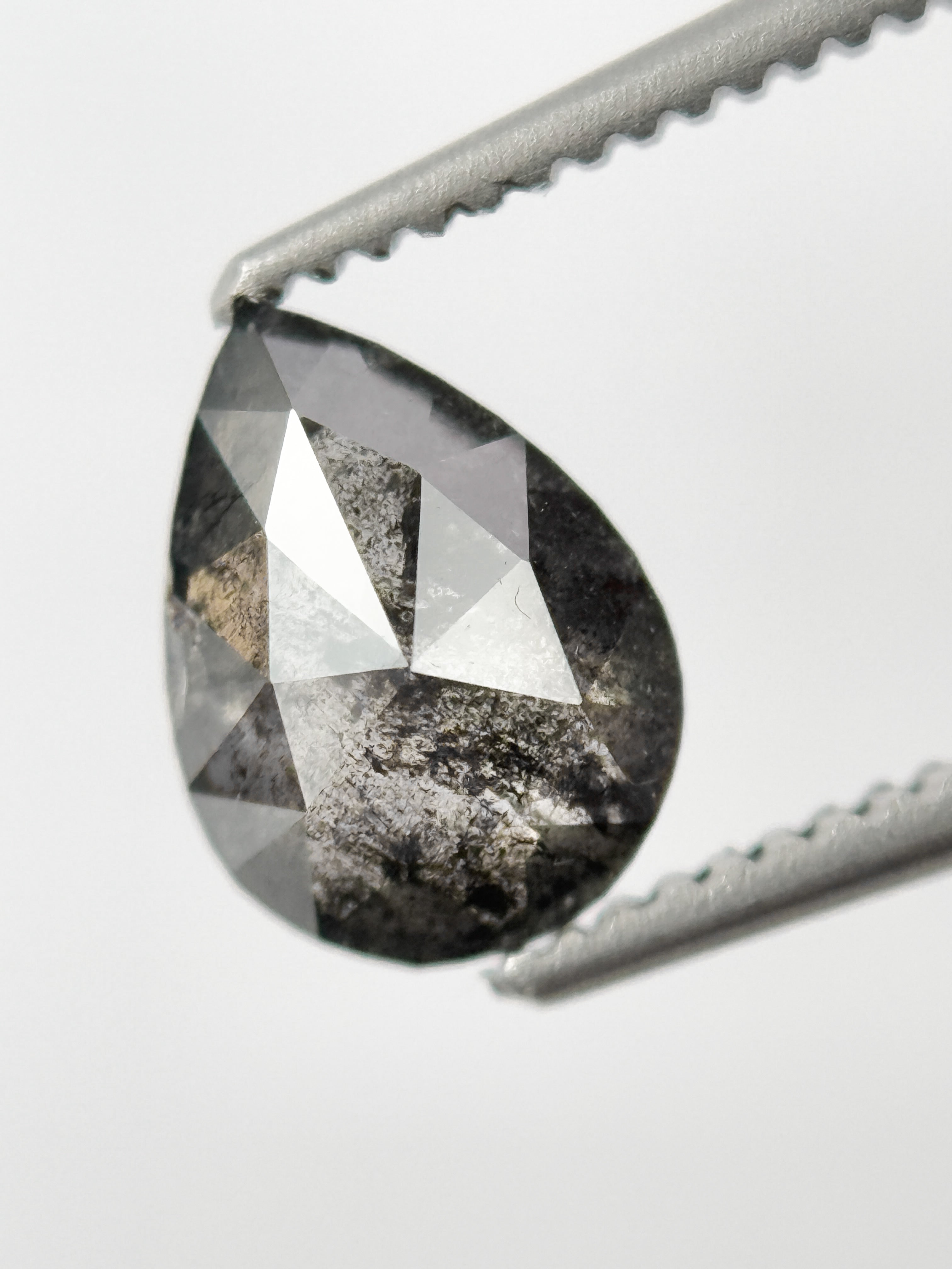 1.03 Ct Pear Rose Cut Grey Natural Fancy Diamond