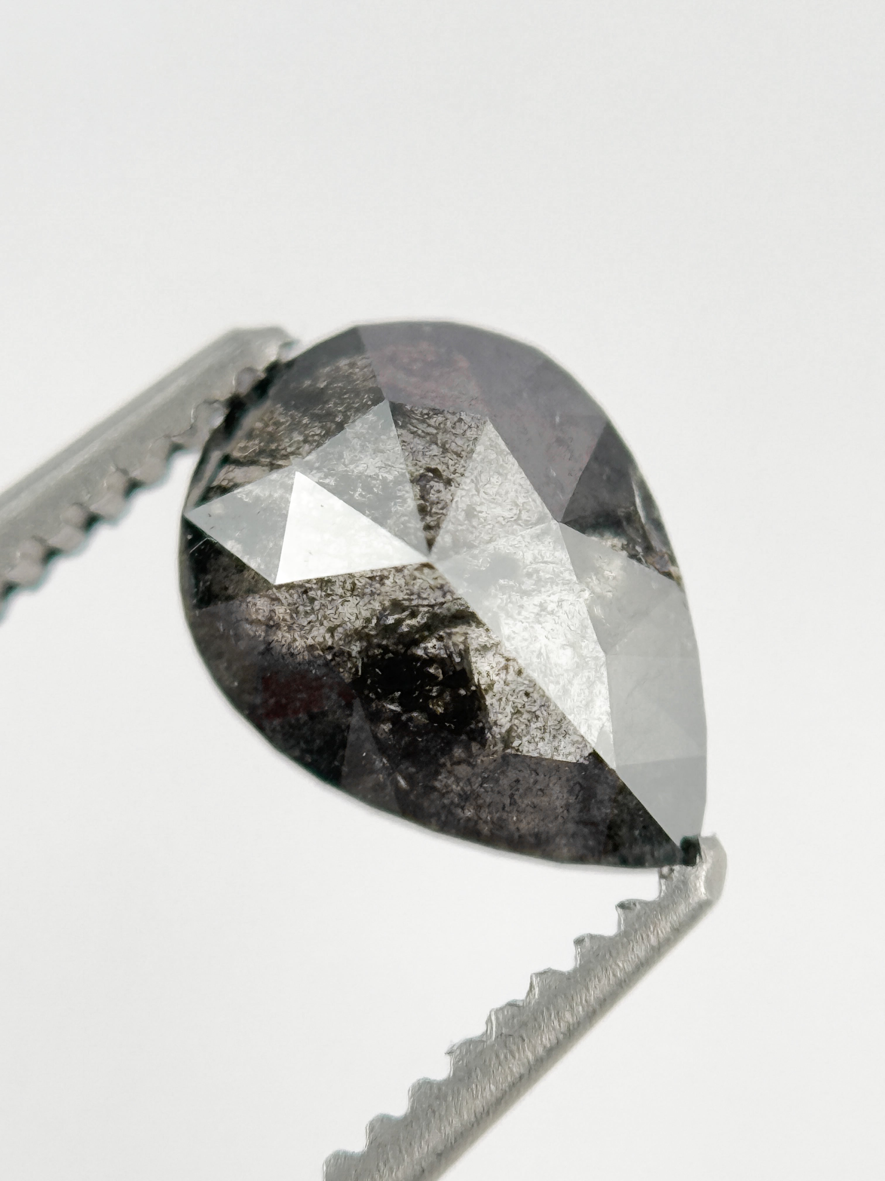 1.03 Ct Pear Rose Cut Grey Natural Fancy Diamond