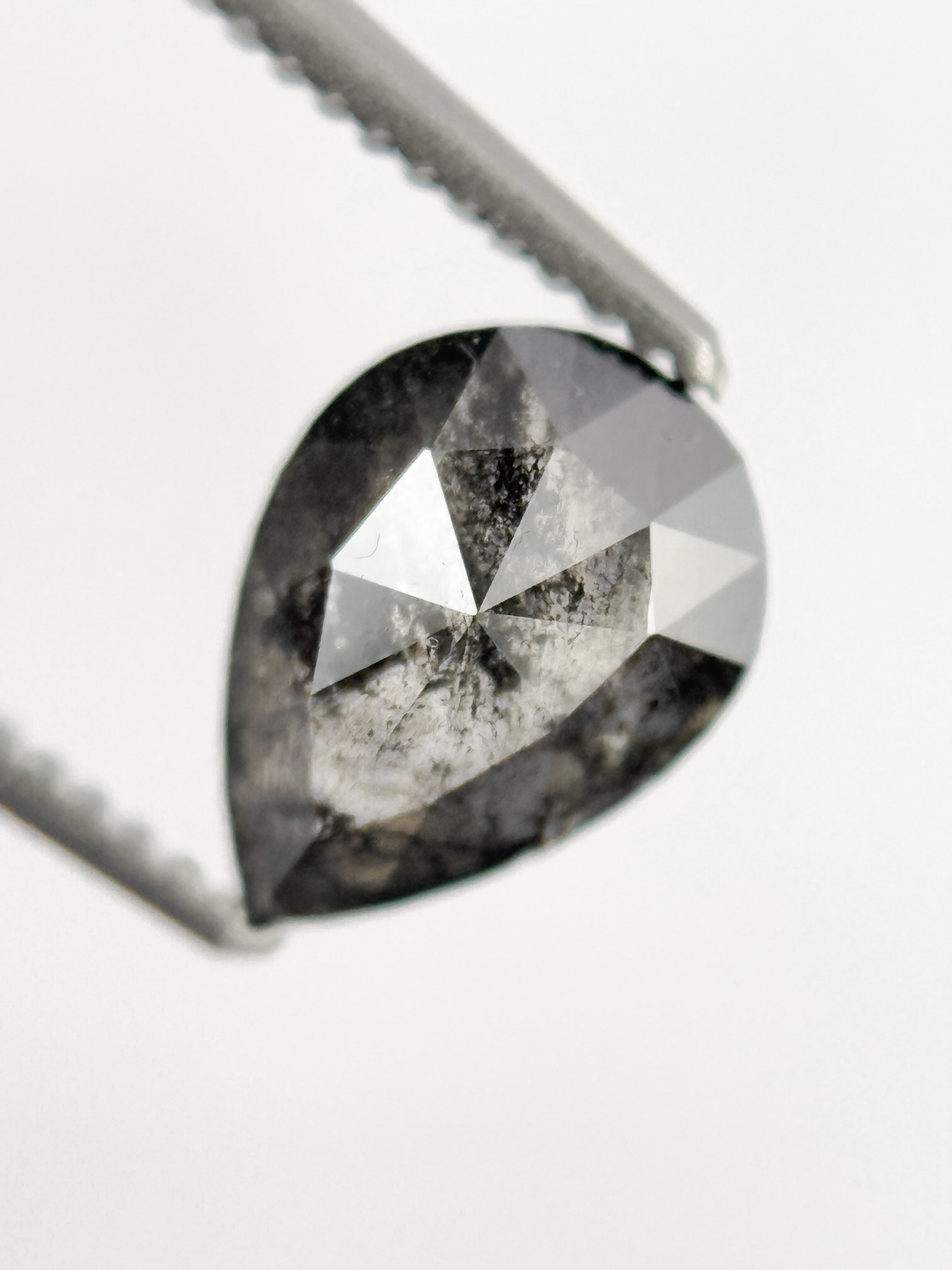 1.03 Ct Pear Rose Cut Grey Natural Fancy Diamond
