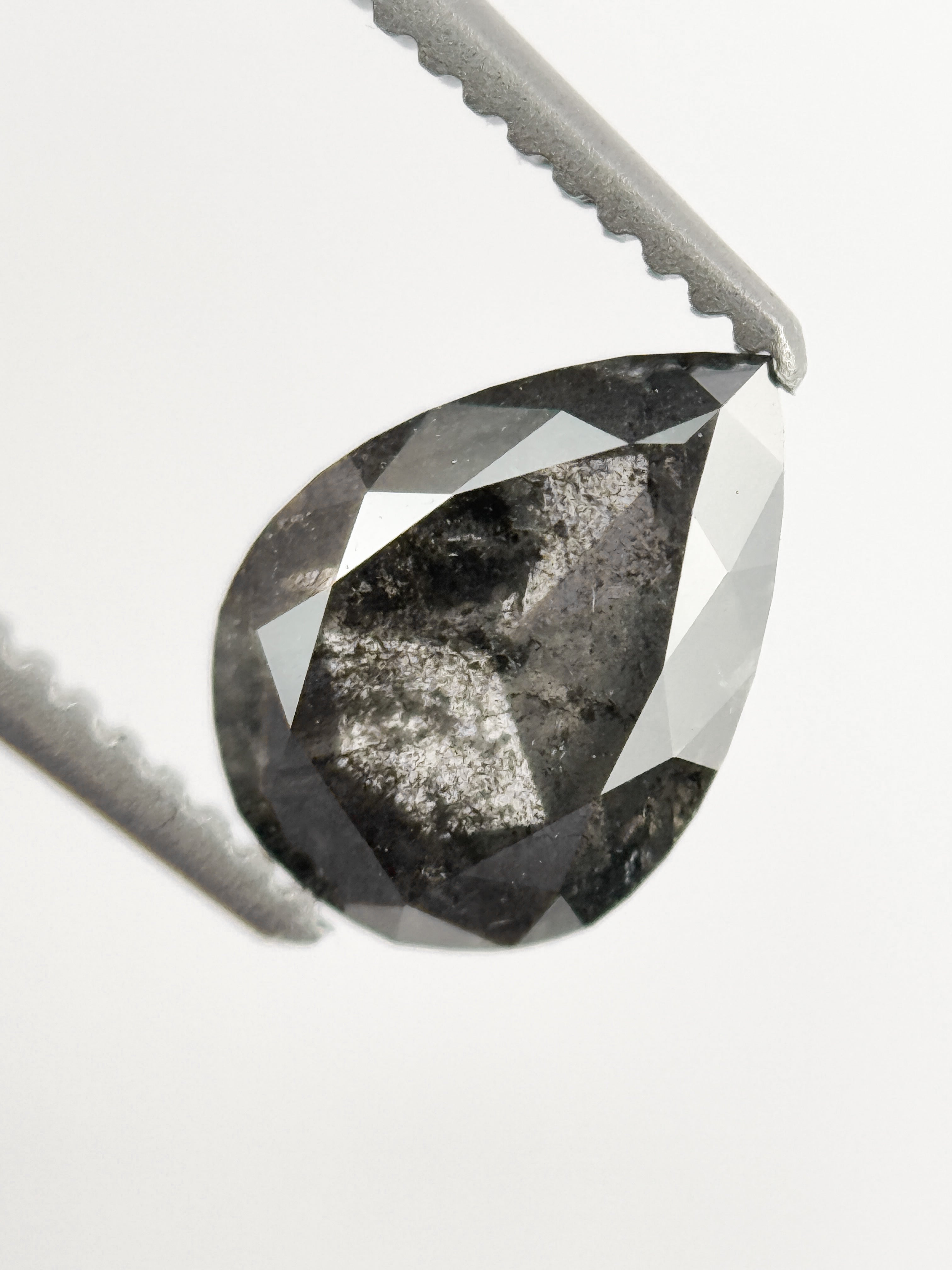 1.03 Ct Pear Rose Cut Grey Natural Fancy Diamond