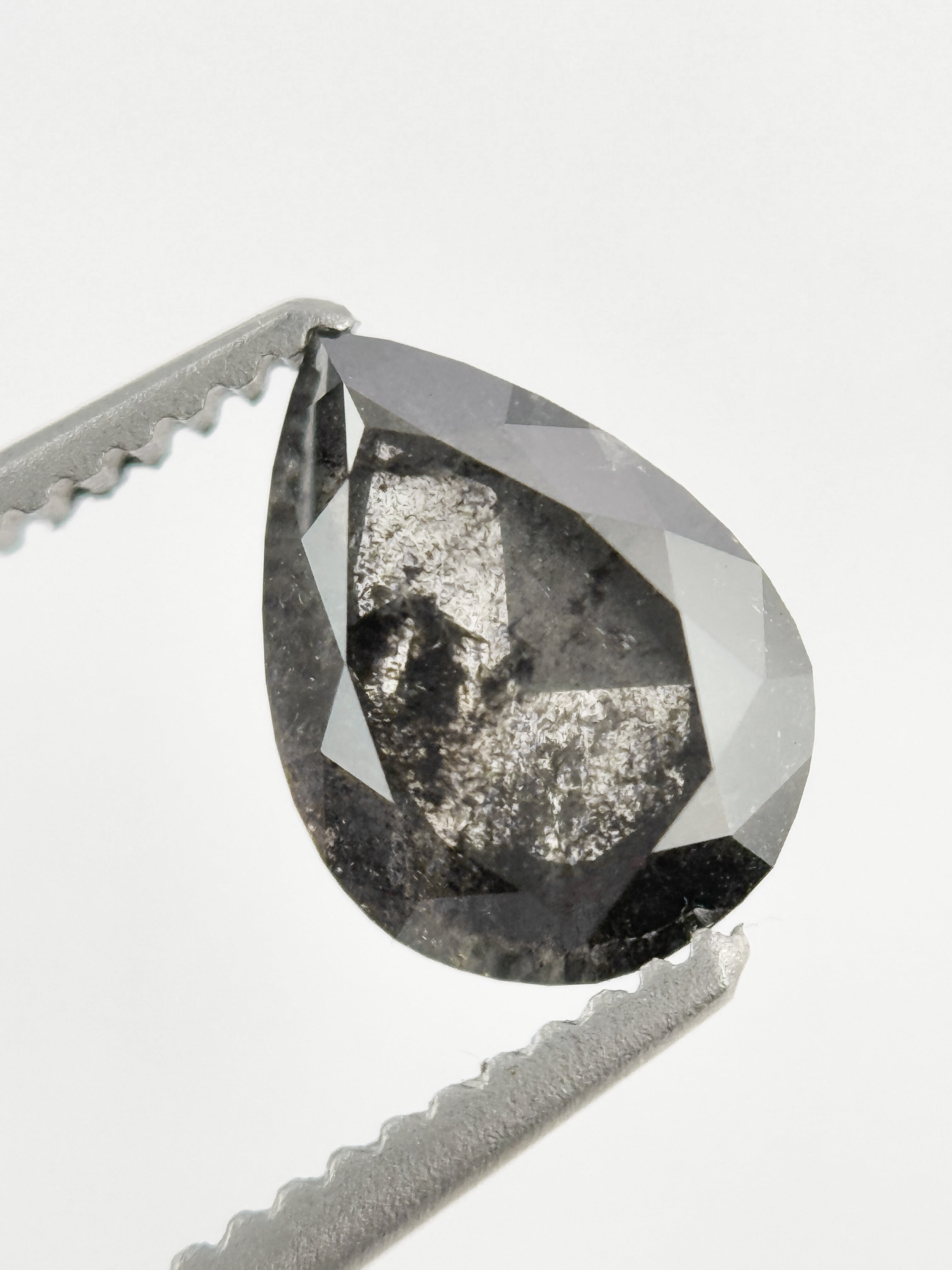 1.03 Ct Pear Rose Cut Grey Natural Fancy Diamond