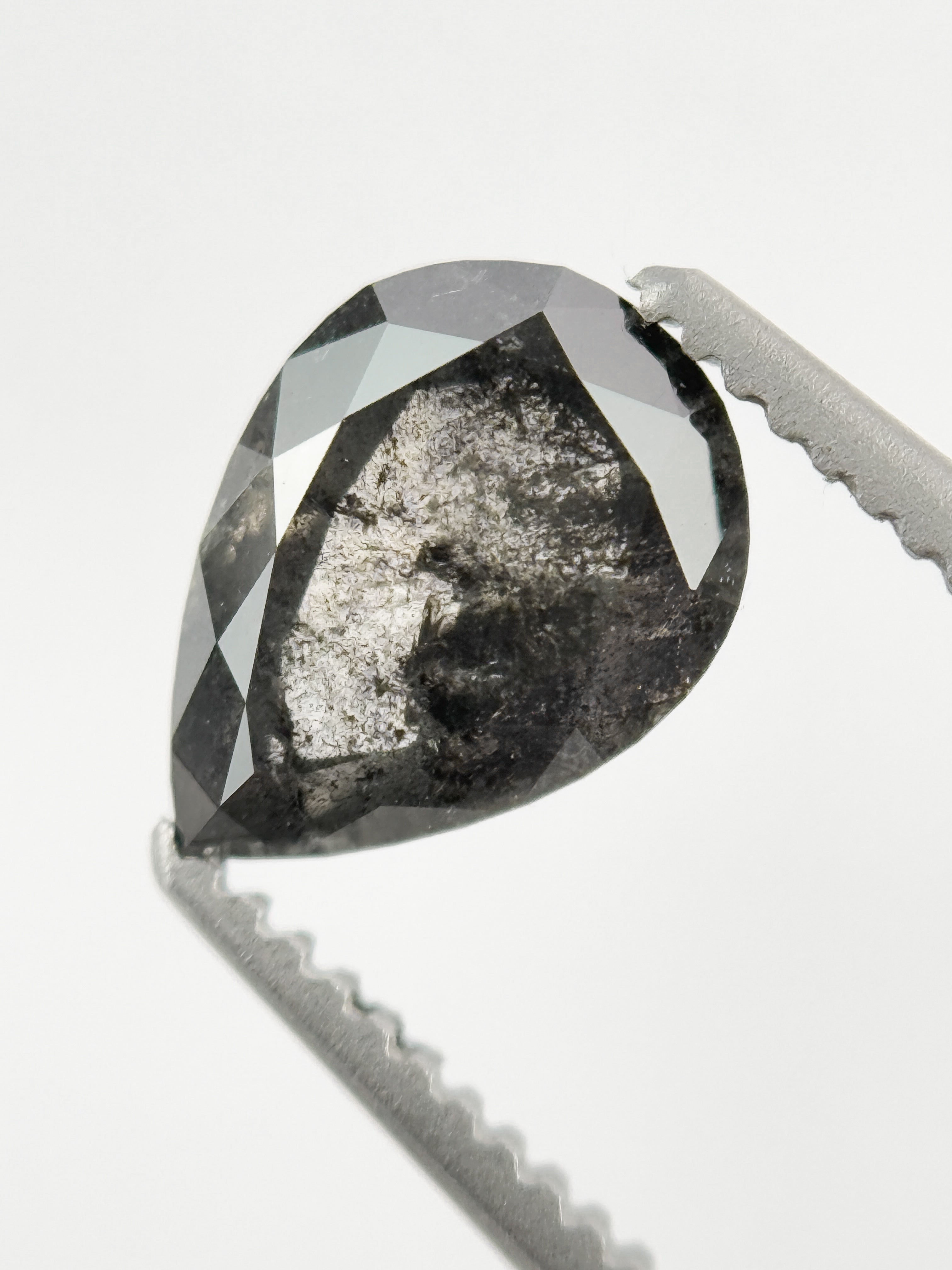 1.03 Ct Pear Rose Cut Grey Natural Fancy Diamond