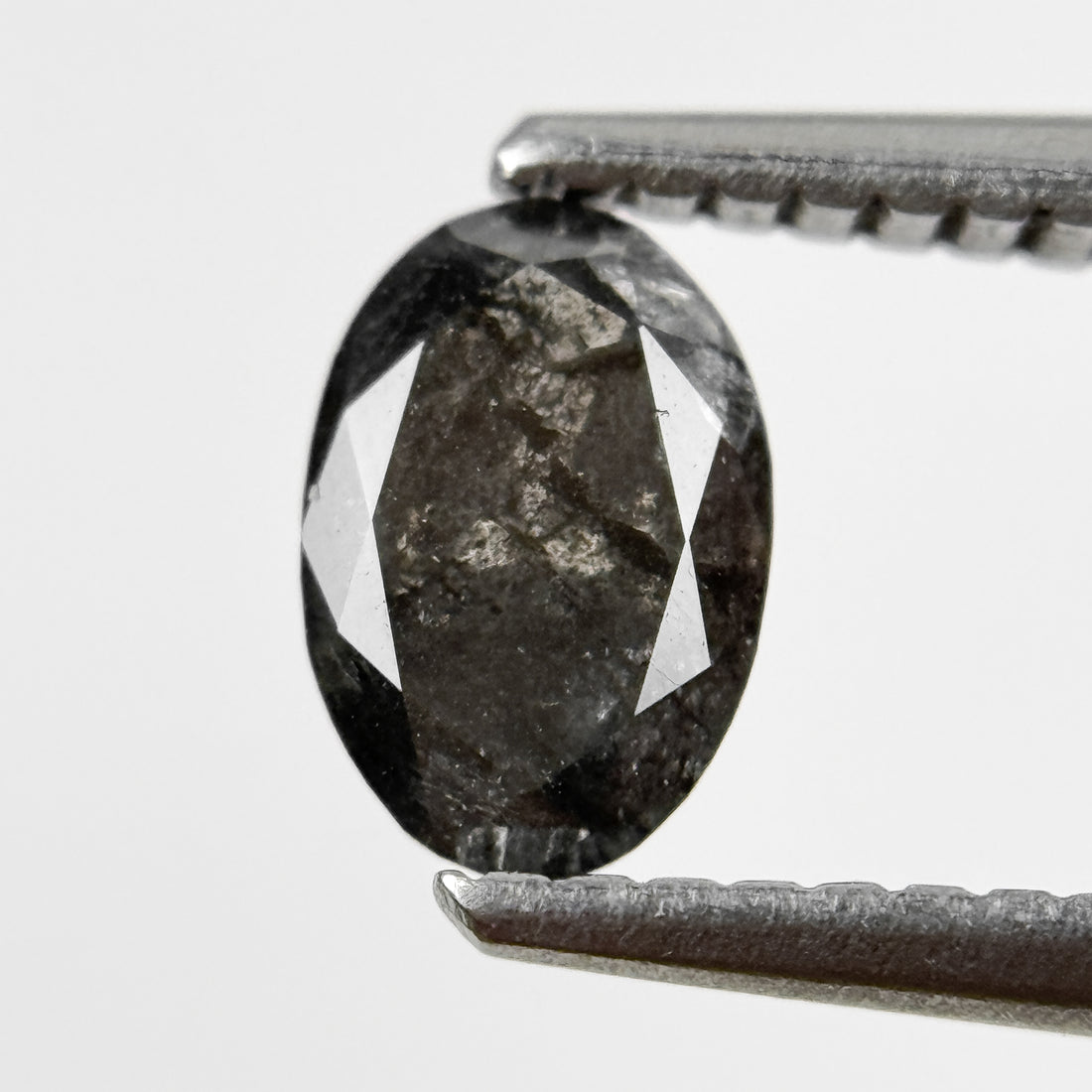 0.82 Ct Oval Rose Cut Grey Natural Salt and Pepper Diamond