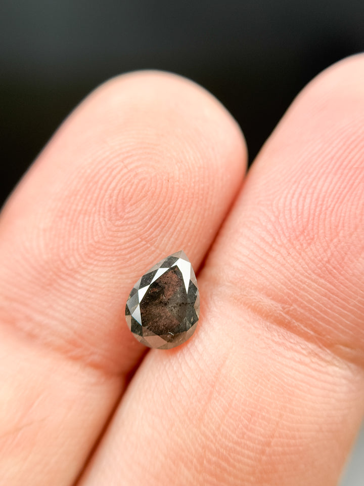 1.03 Ct Pear Rose Cut Grey Natural Fancy Diamond