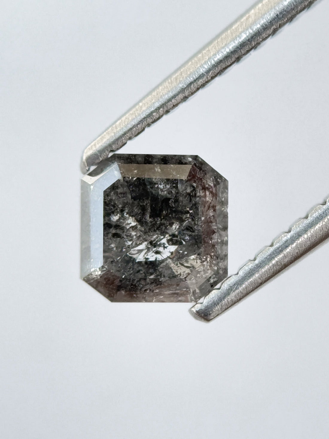 0.81 Ct Octagon Rose Cut Grey Natural Salt and Pepper Diamond