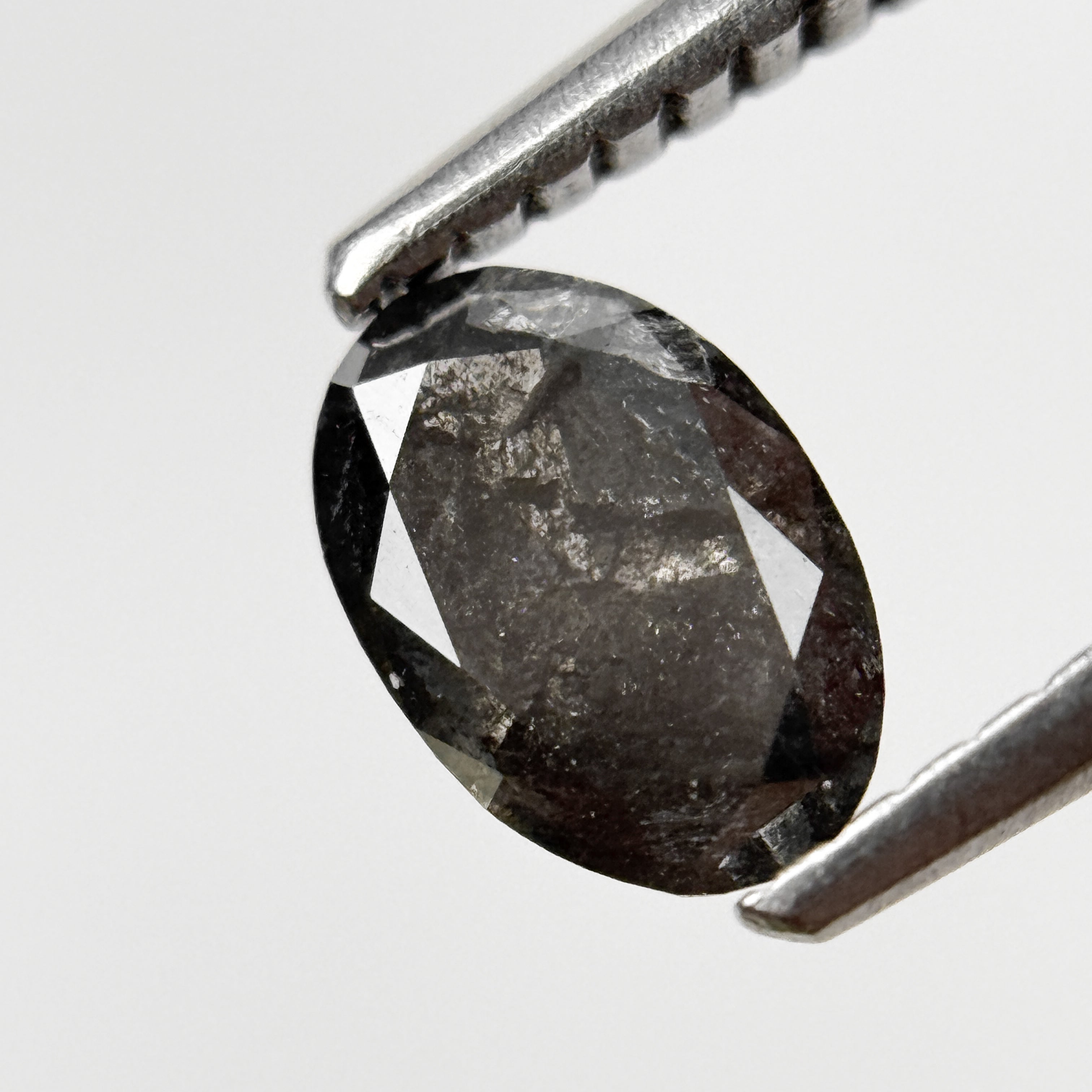 0.82 Ct Oval Rose Cut Grey Natural Salt and Pepper Diamond