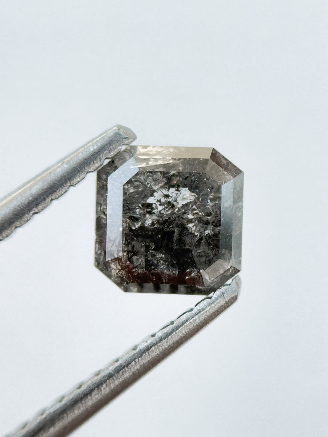 0.81 Ct Octagon Rose Cut Grey Natural Salt and Pepper Diamond