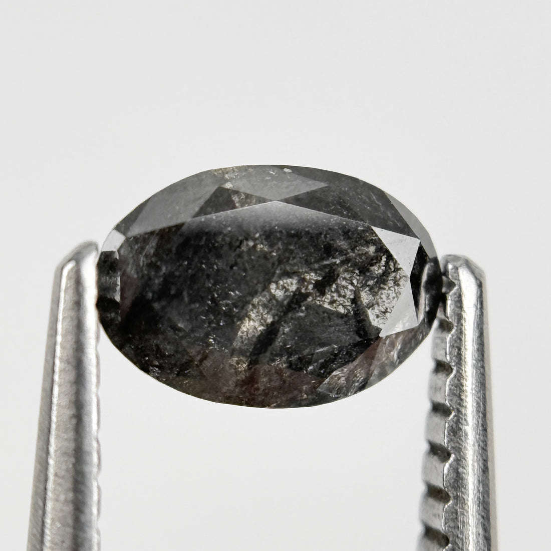 0.82 Ct Oval Rose Cut Grey Natural Salt and Pepper Diamond