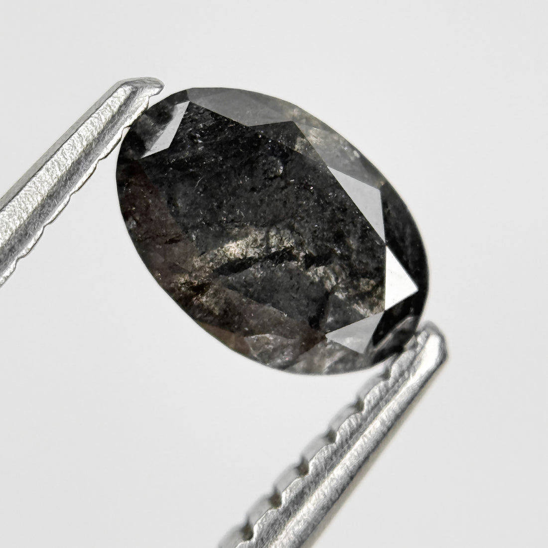 0.82 Ct Oval Rose Cut Grey Natural Salt and Pepper Diamond