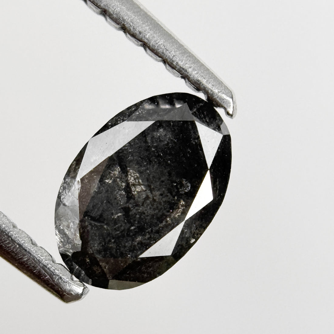 0.82 Ct Oval Rose Cut Grey Natural Salt and Pepper Diamond