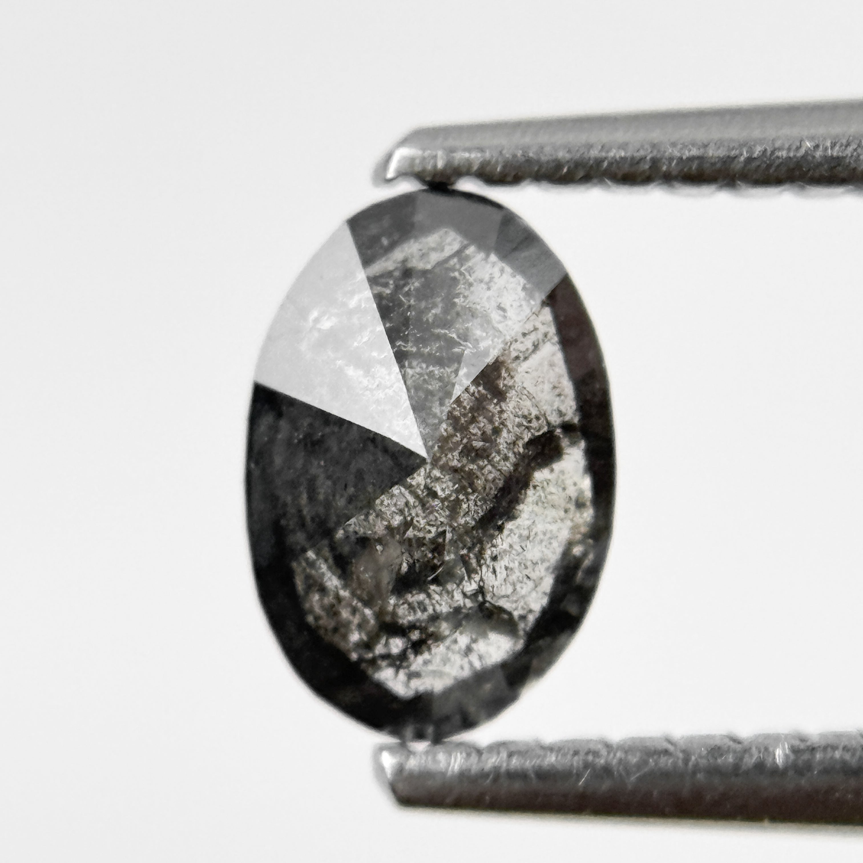 0.82 Ct Oval Rose Cut Grey Natural Salt and Pepper Diamond